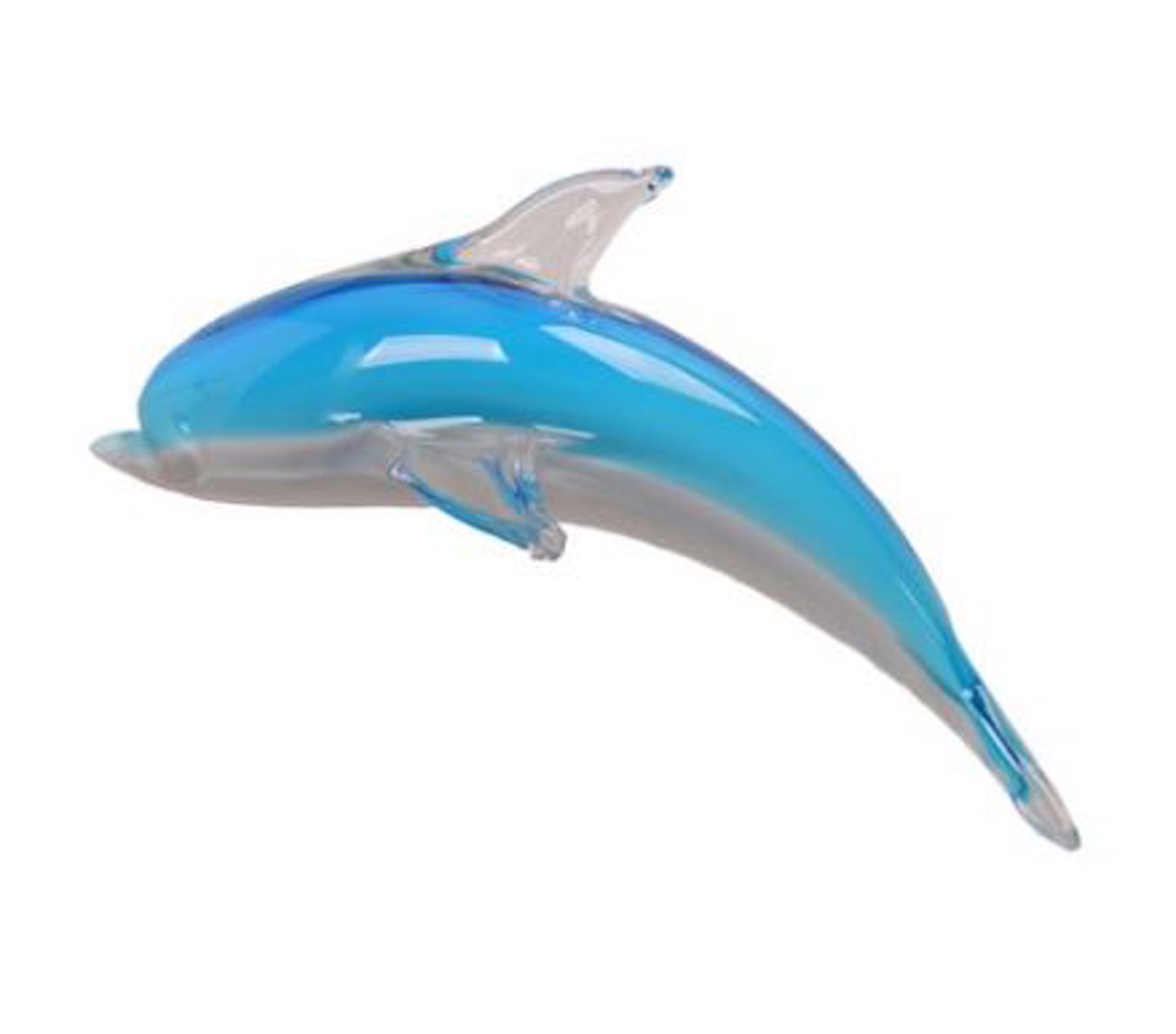 Small Aqua & White Dolphin - 7852SIR by V Handblown Glass