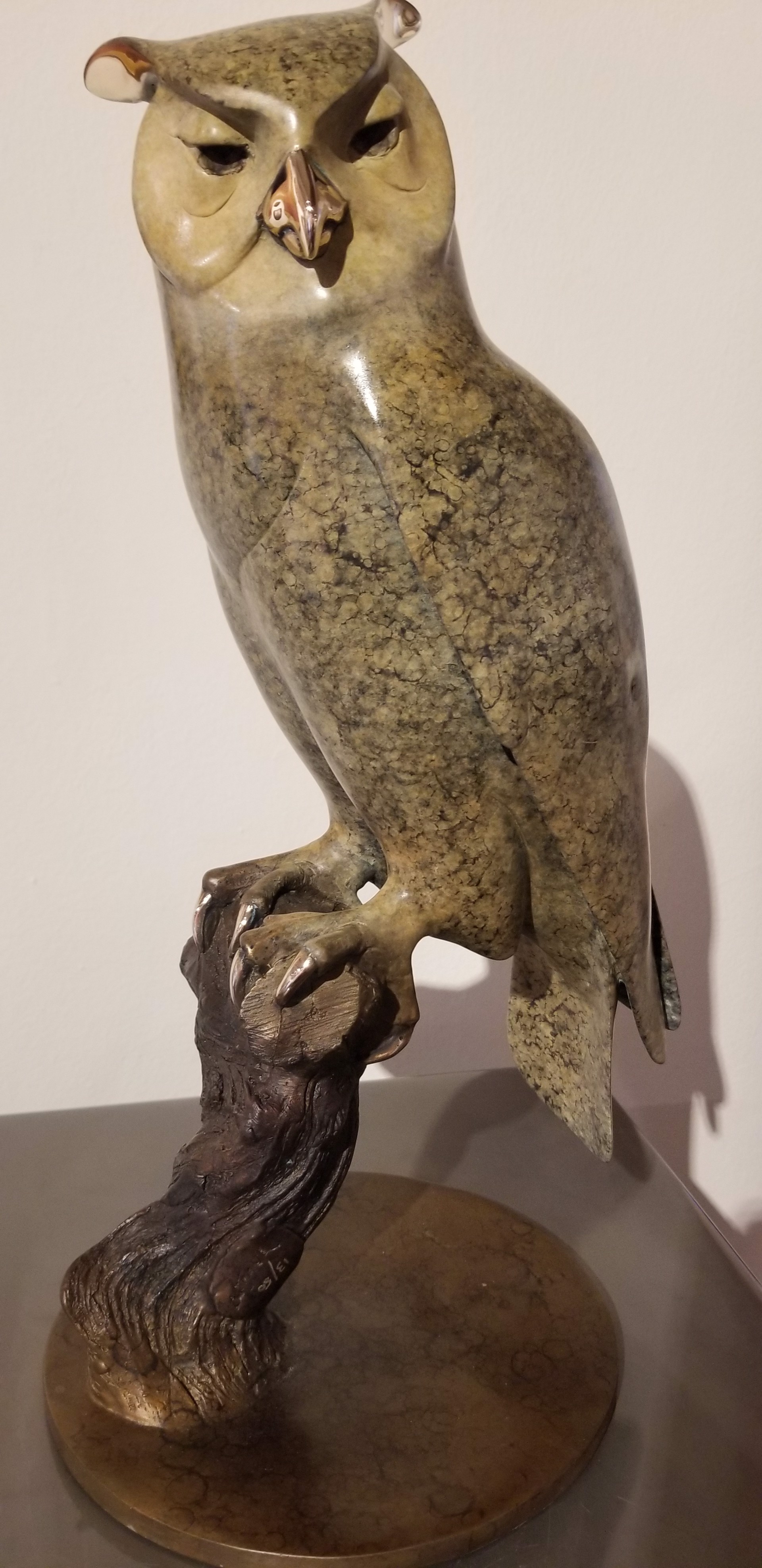 Horned Owl On Branch by Brian Arthur (1935-2022)