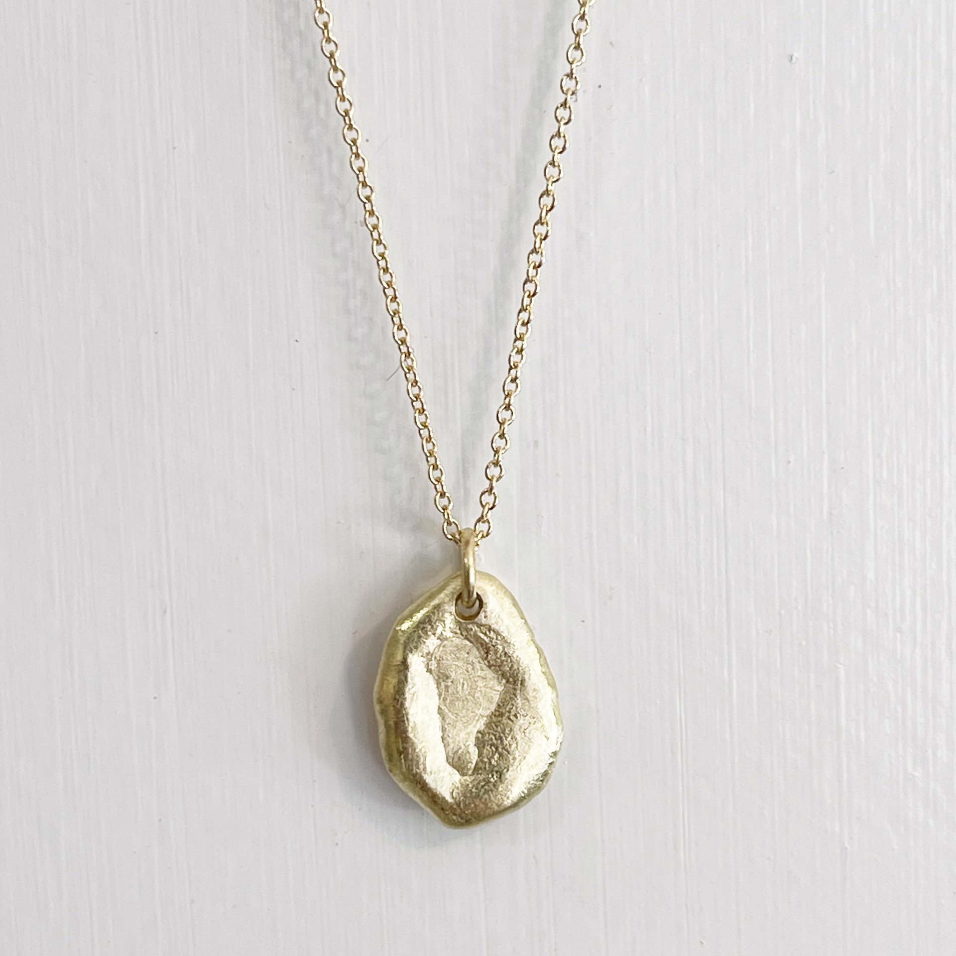 LHN20- Melted Teardrop Pendant on Cable Chain 18" 18k Gold by Leandra Hill