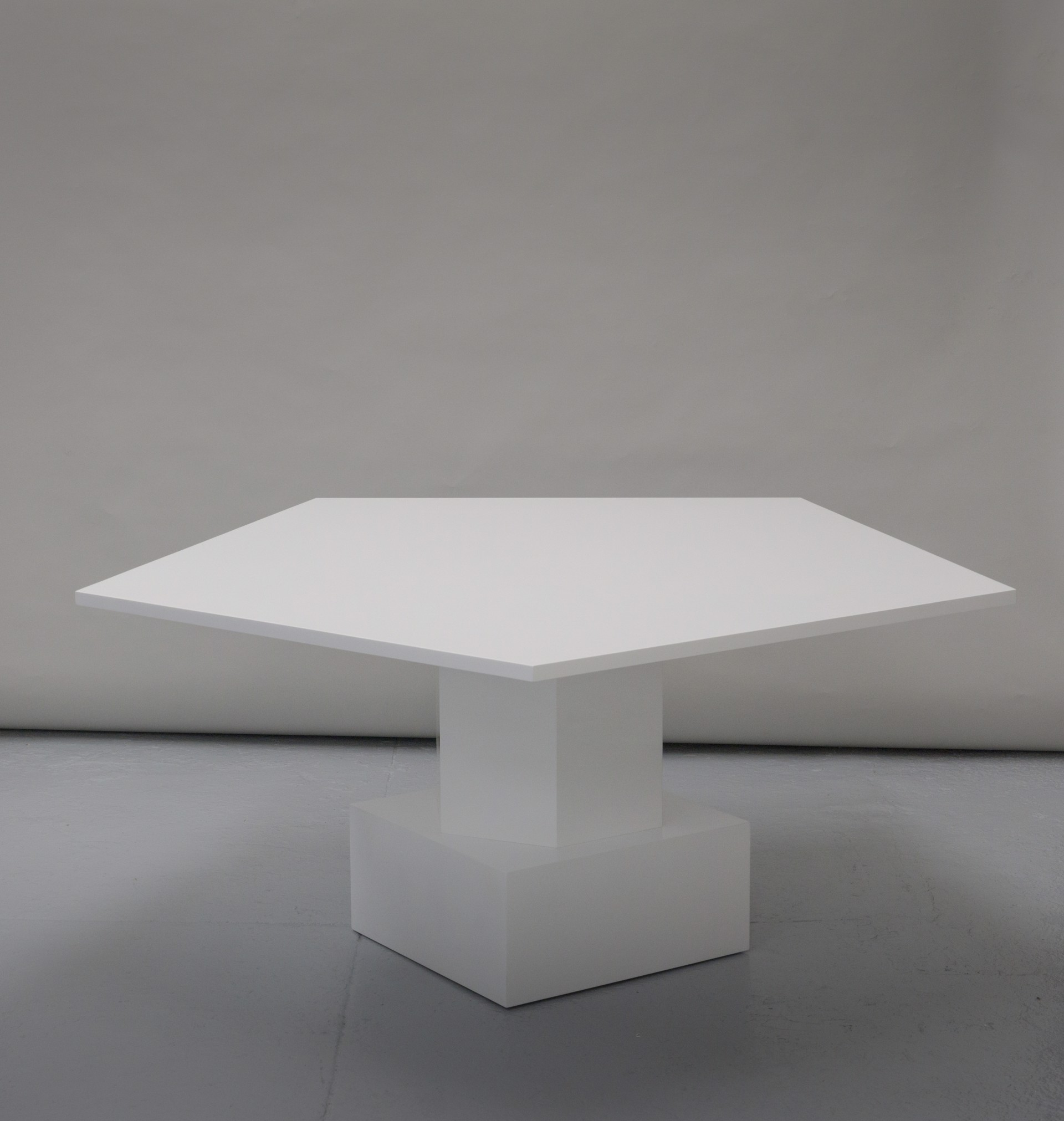 White lacquer Pentagonal table by Tinatin Kilaberidze