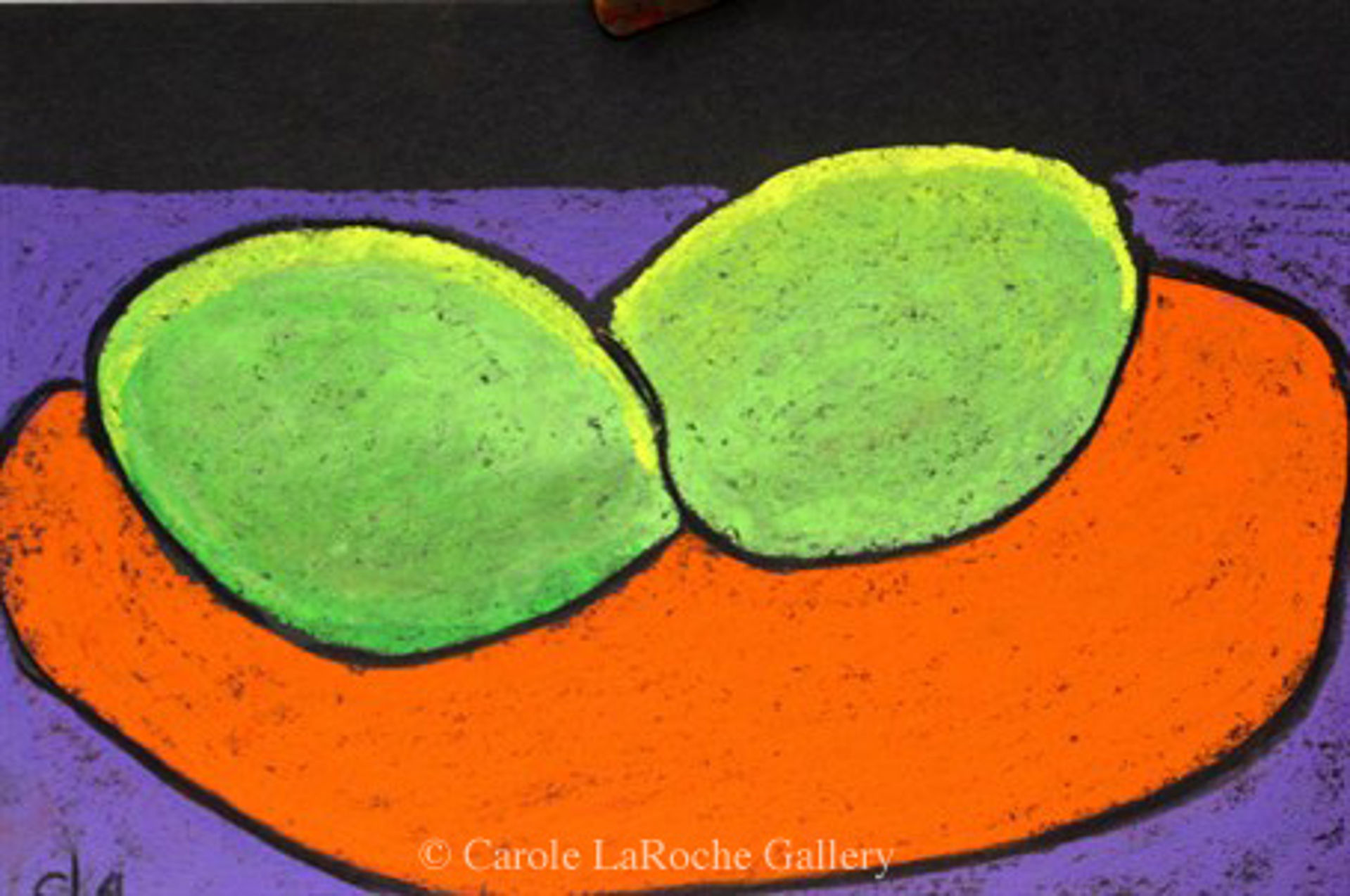 LIMES ON ORANGE PLATE by Carole LaRoche