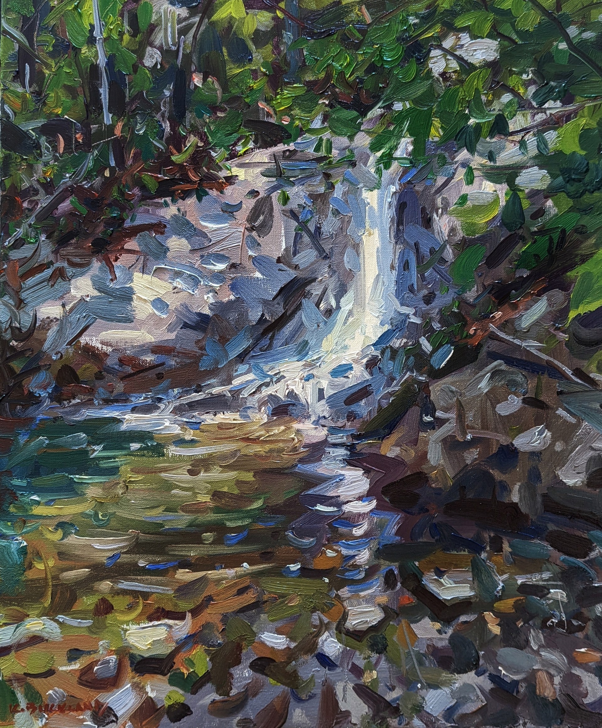 "The Secret Waterfall" original oil painting by Kyle Buckland
