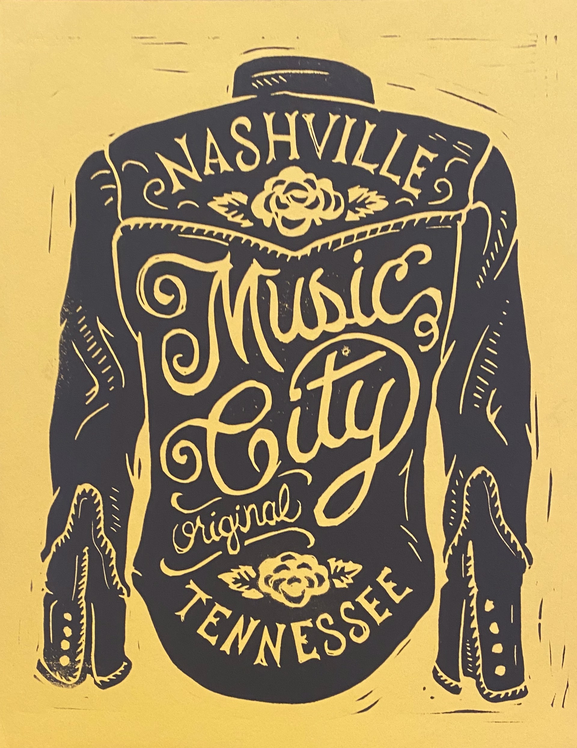 Nashville Music City (Yellow) by Derrick Castle