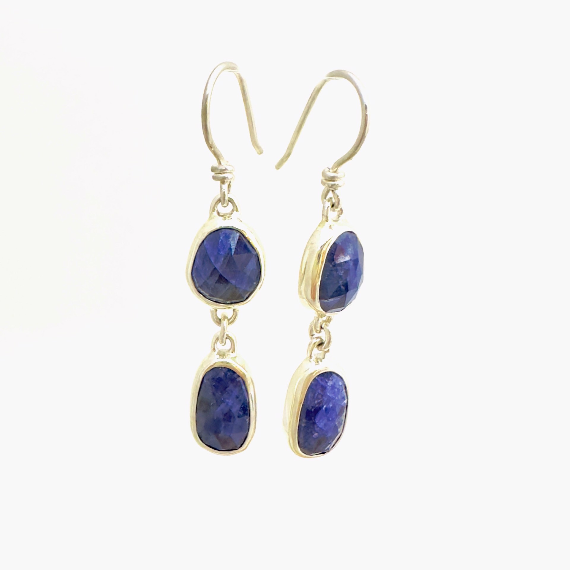 Blue Sapphire Double Drop Earrings by Sara Thompson