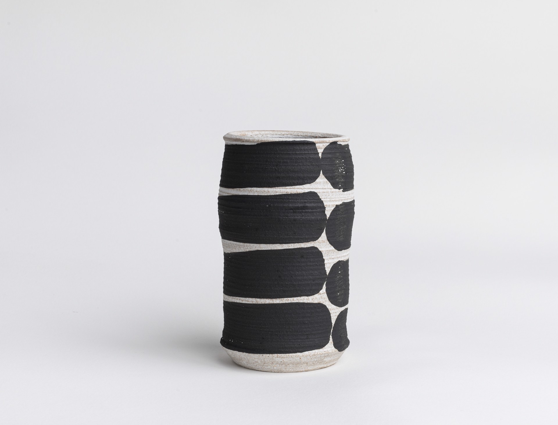 B&W Striped Tumbler Vase III by Glory Day Loflin Ceramics