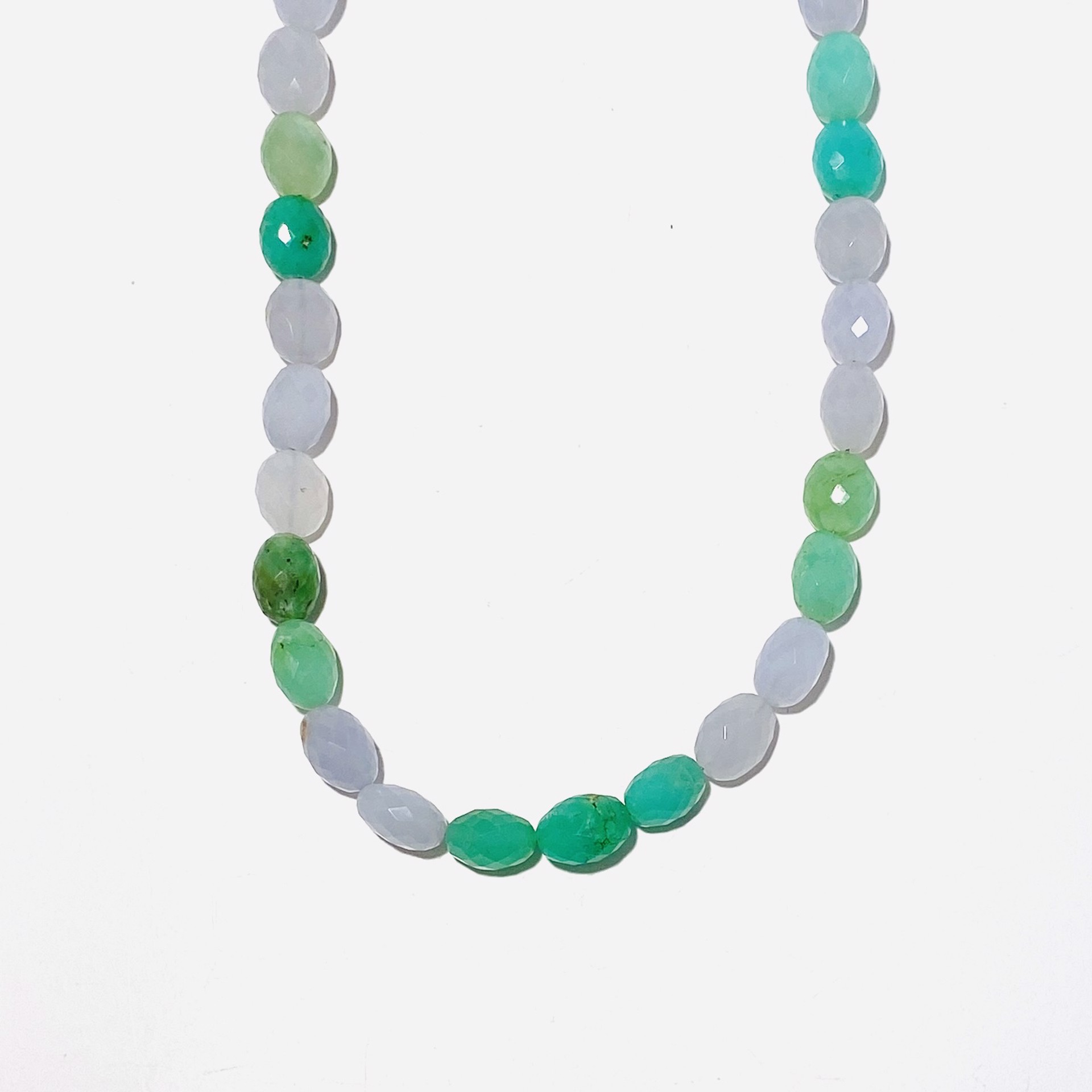 Oval Faceted Prehnite Strand Necklace NT23-22 by Nance Trueworthy