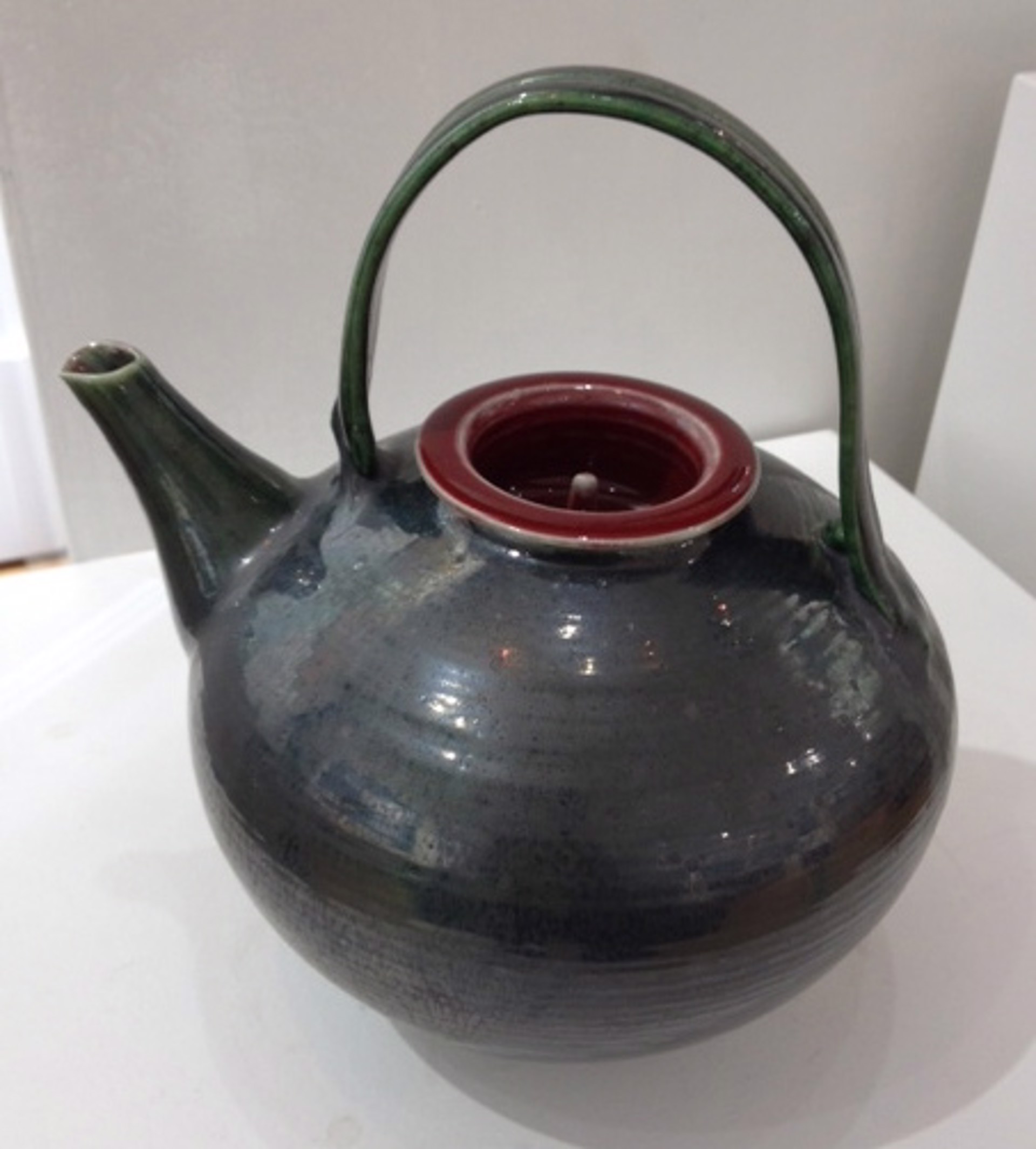 Tea Pot - Black and Green with Red Top by Kayo O'Young