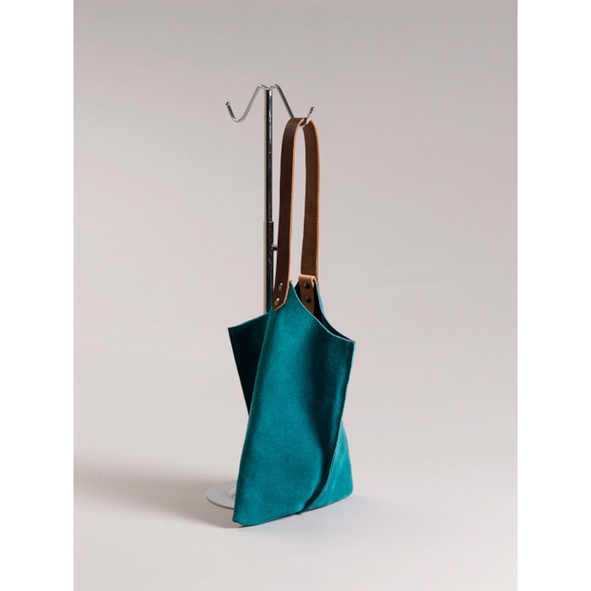 Turquoise Suede Leather Tote by Scabby Robot