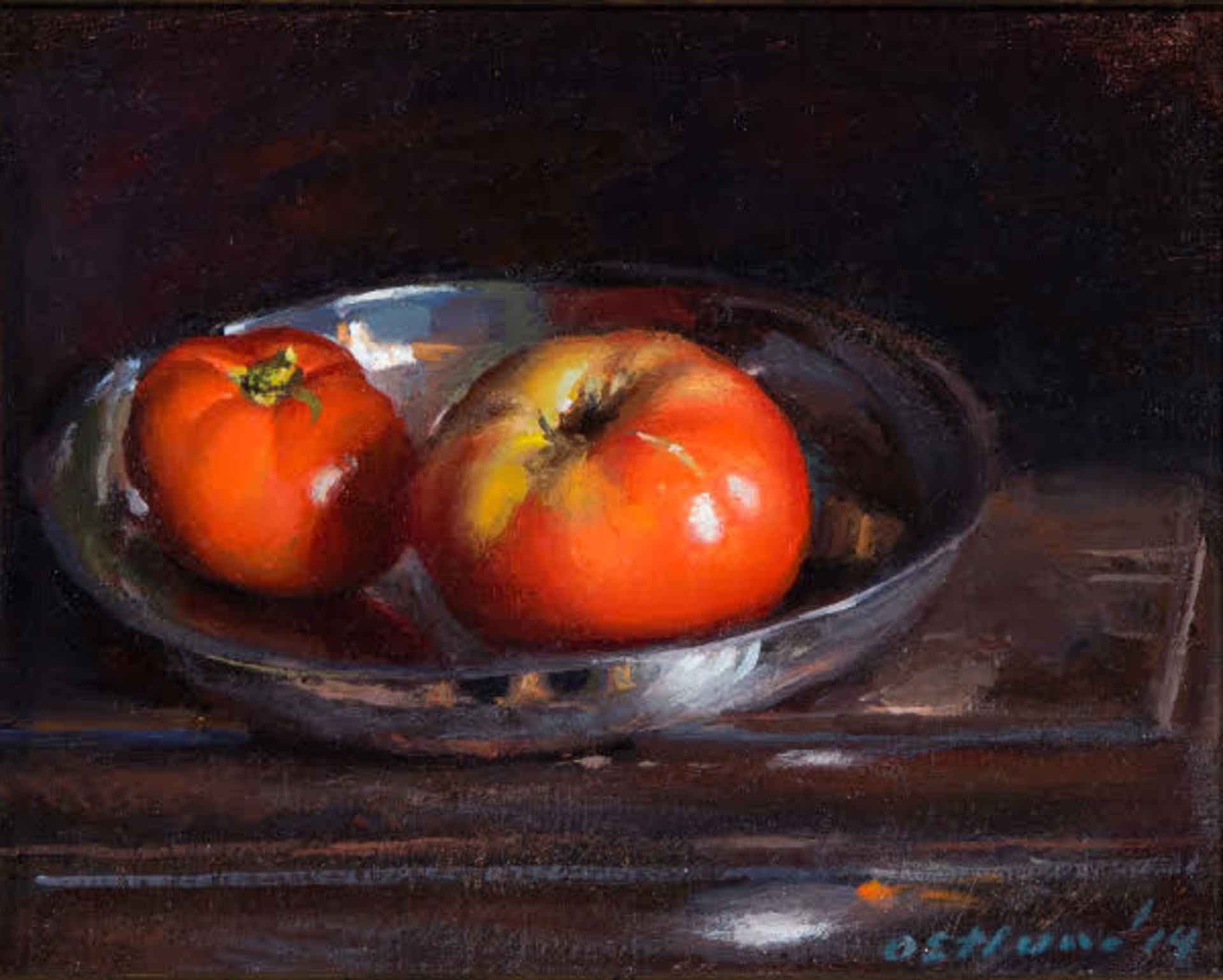 Tomatoes in Silver Dish by Jim Ostlund