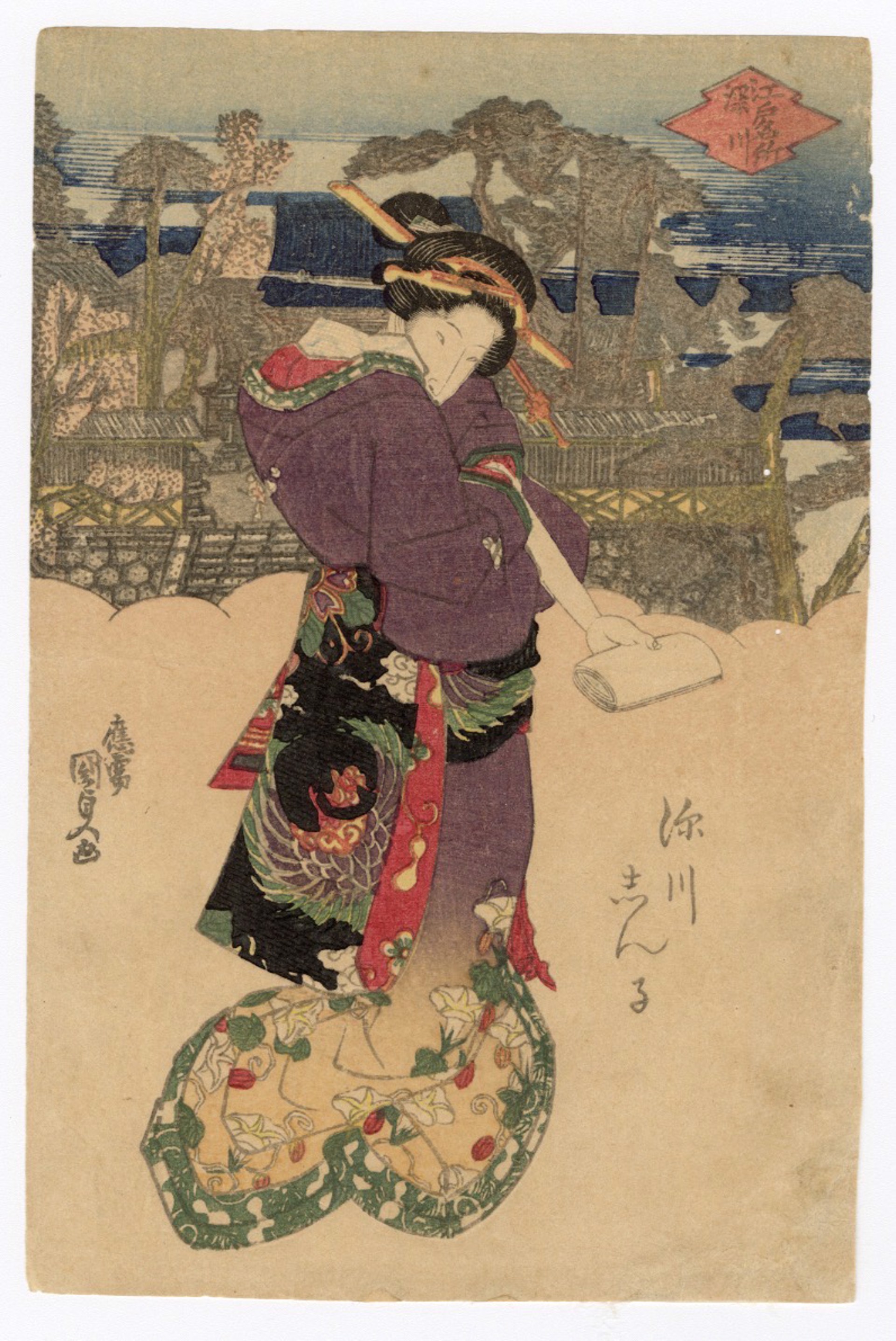 A Young Prostitute, Fukugawa by Kunisada