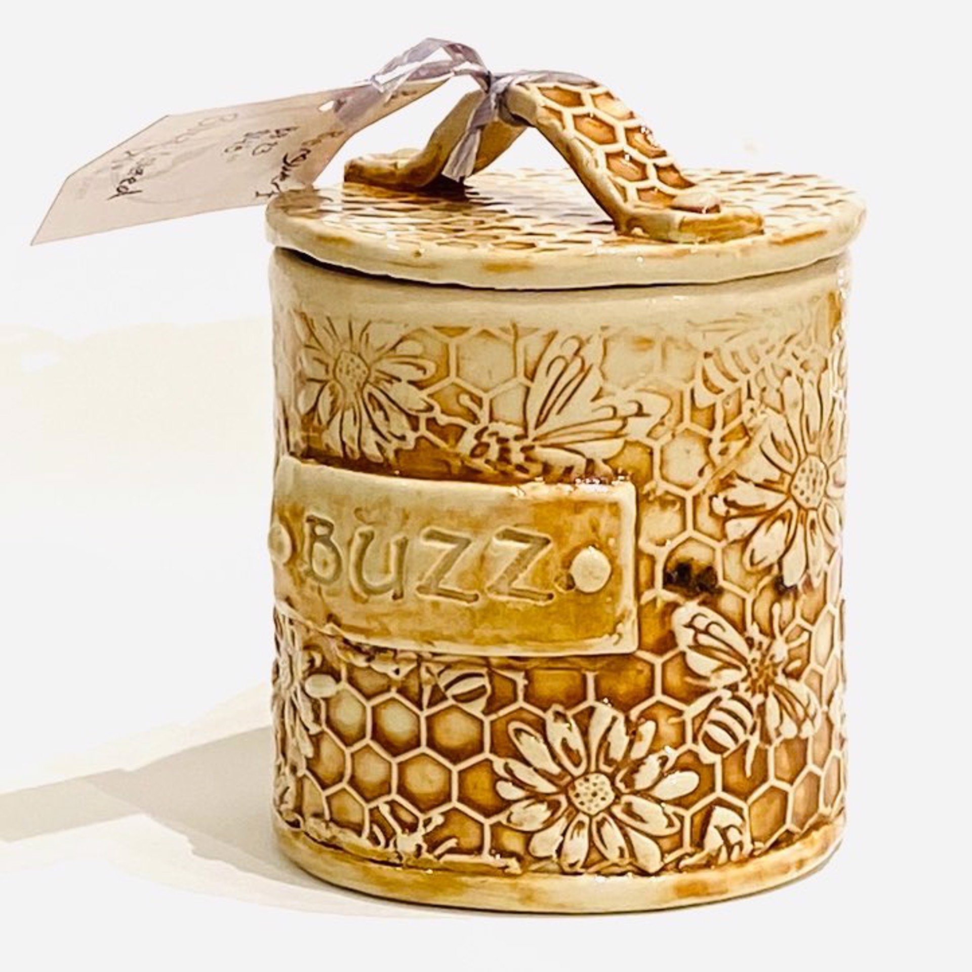 Lidded Container BB23-26 Honeycomb BUZZ Embossed by Barbara Bergwerf, Ceramics
