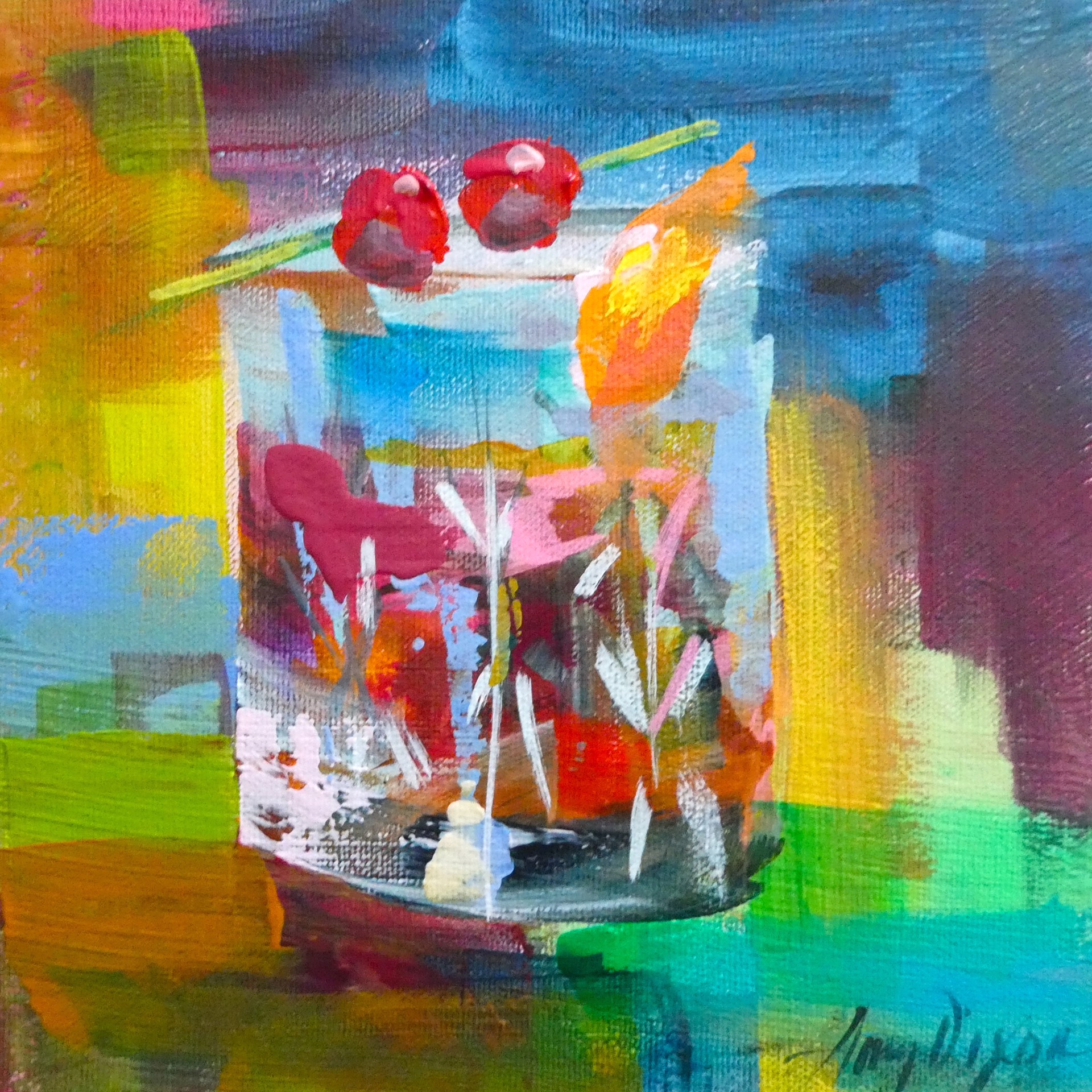 Old Fashion, Two Cherries by Amy Dixon