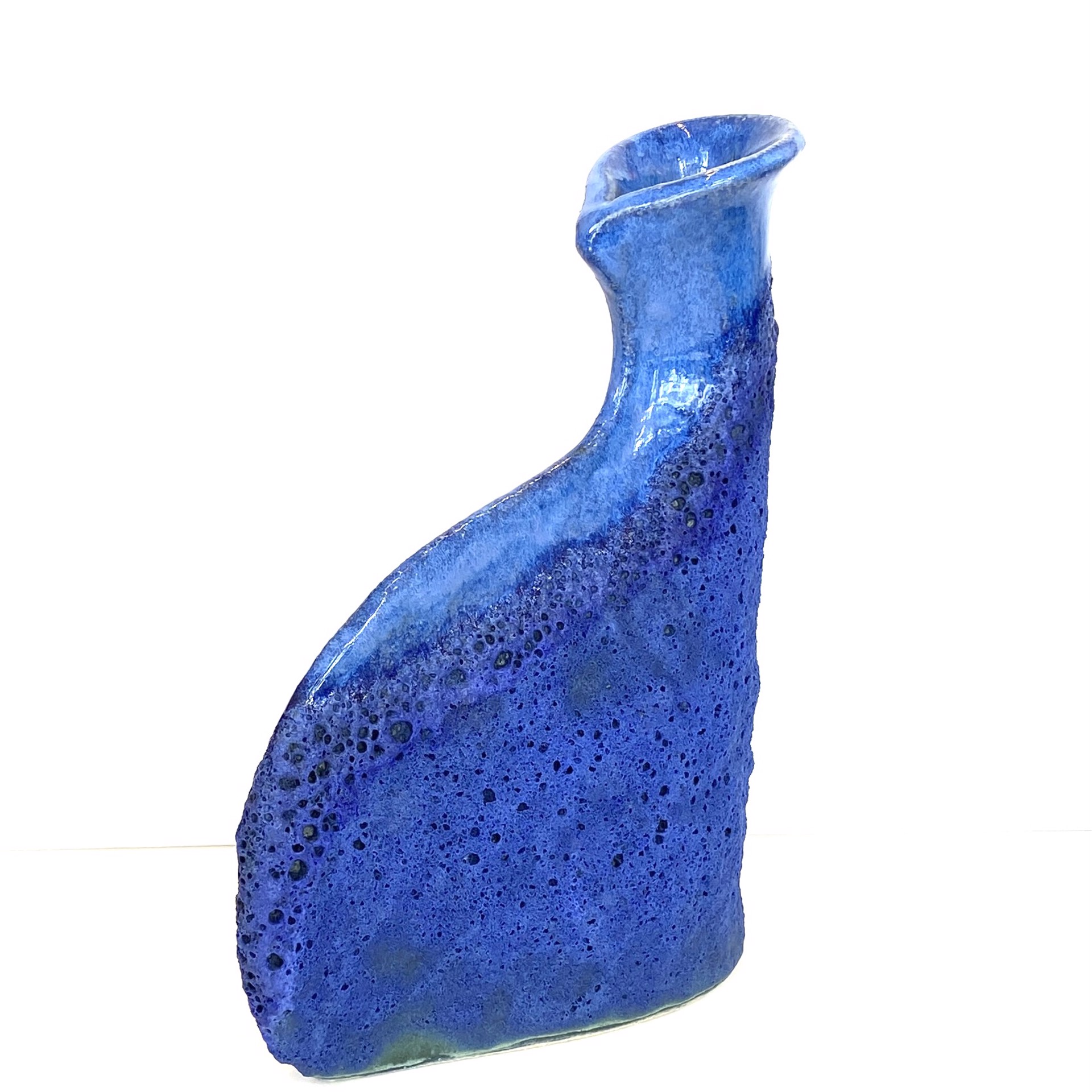 Small Cobalt Blue Folded Ginkgo Leaf Vase MB23-09 by Marty Biernbaum
