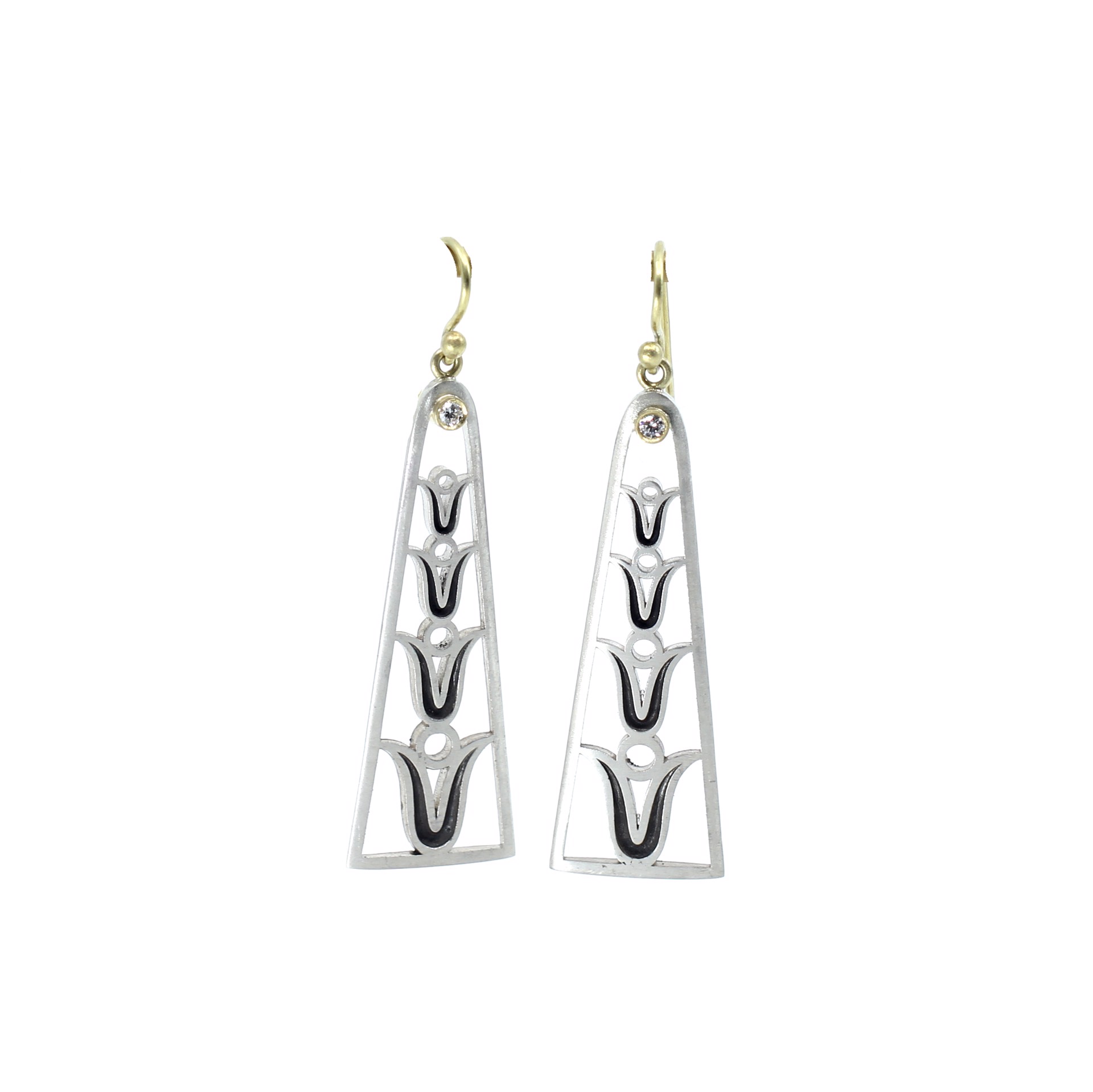 Lily tapered earring with diamonds by Robin Waynee