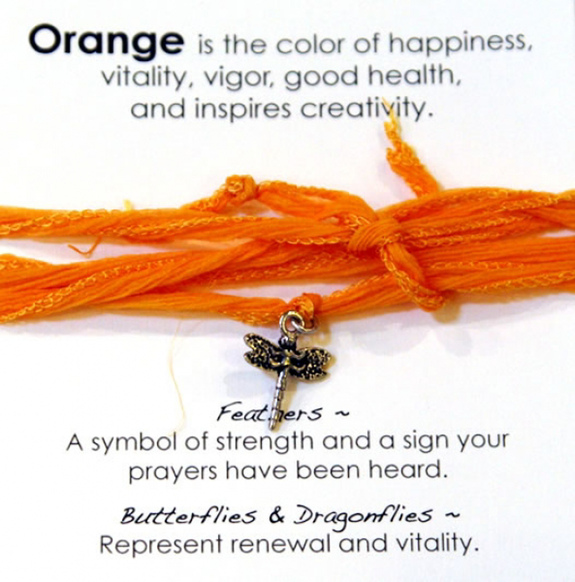 Bracelet - Dragonfly Orange Silk Wrap by Indigo Desert Ranch - Jewelry