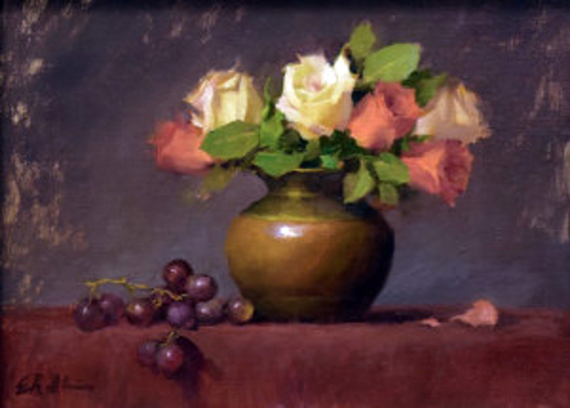 Peach Roses and Copper by Elizabeth Robbins