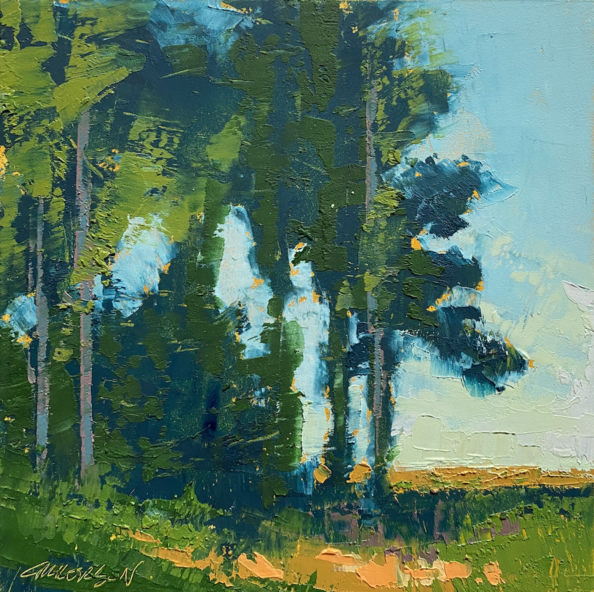 Pines with Tall Corn by Mary Gilkerson