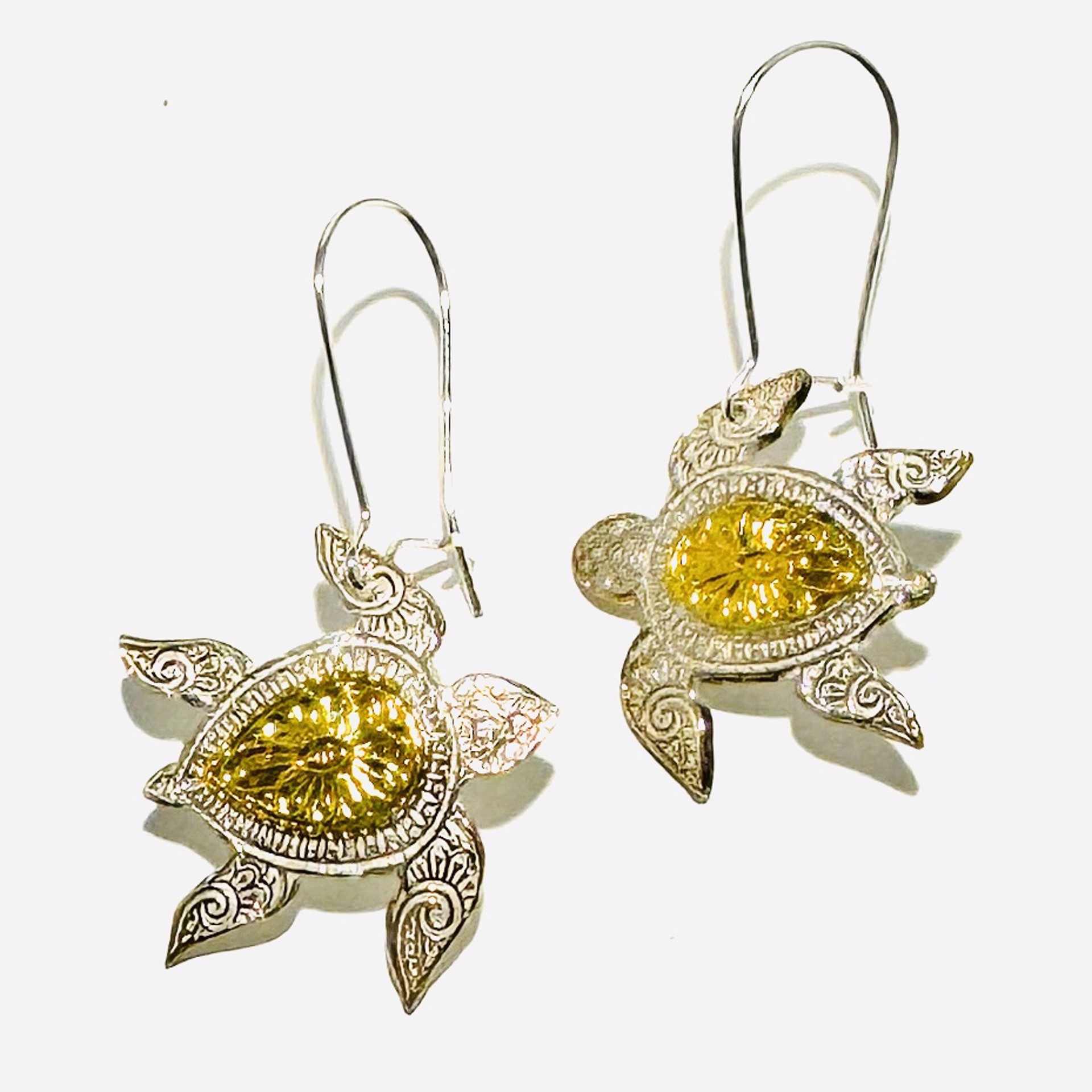 Keum-boo Fine Silver and Gold Turtle Earrings KH23-38 by Karen Hakim