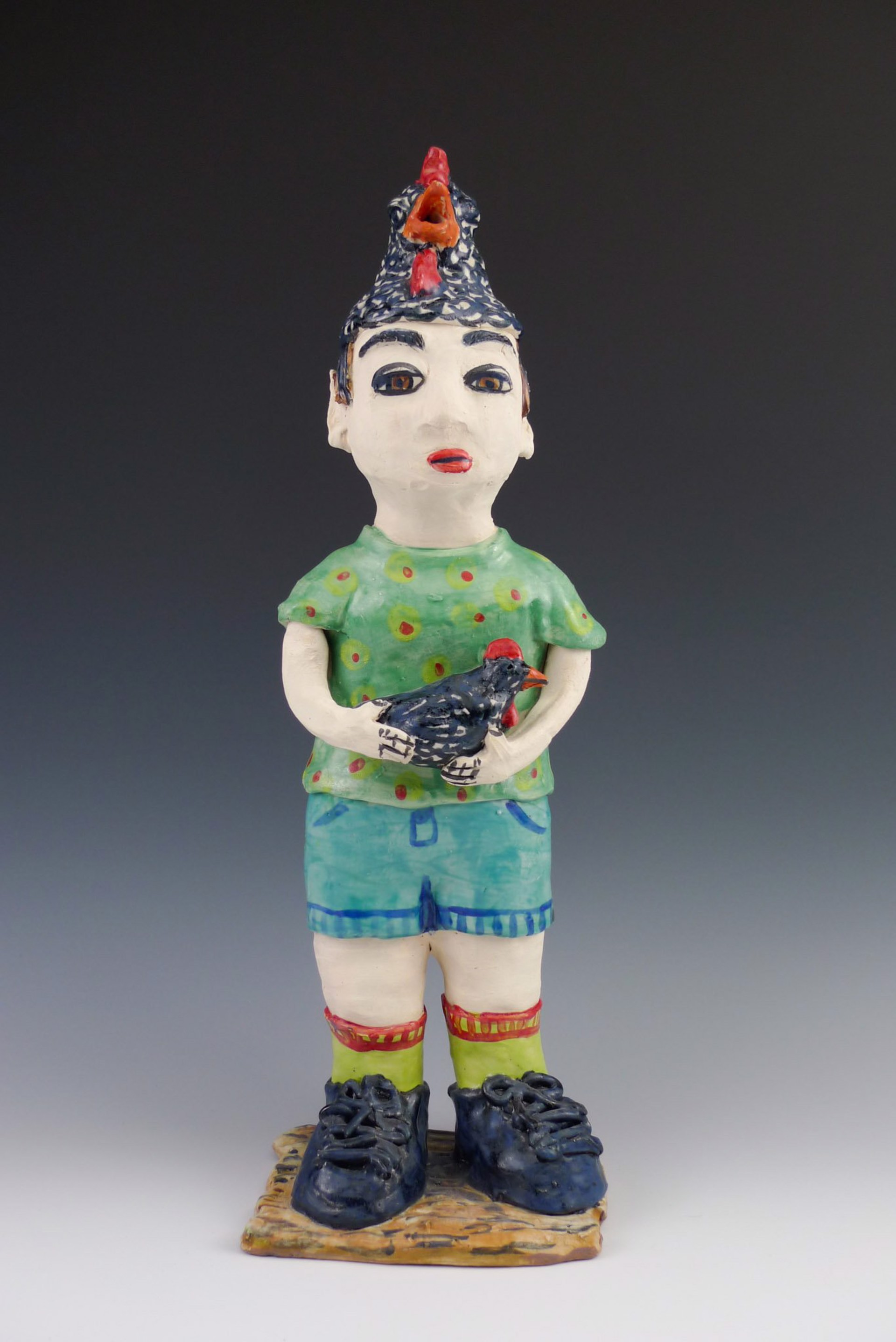 Boy with Rooster by Wendy Olson