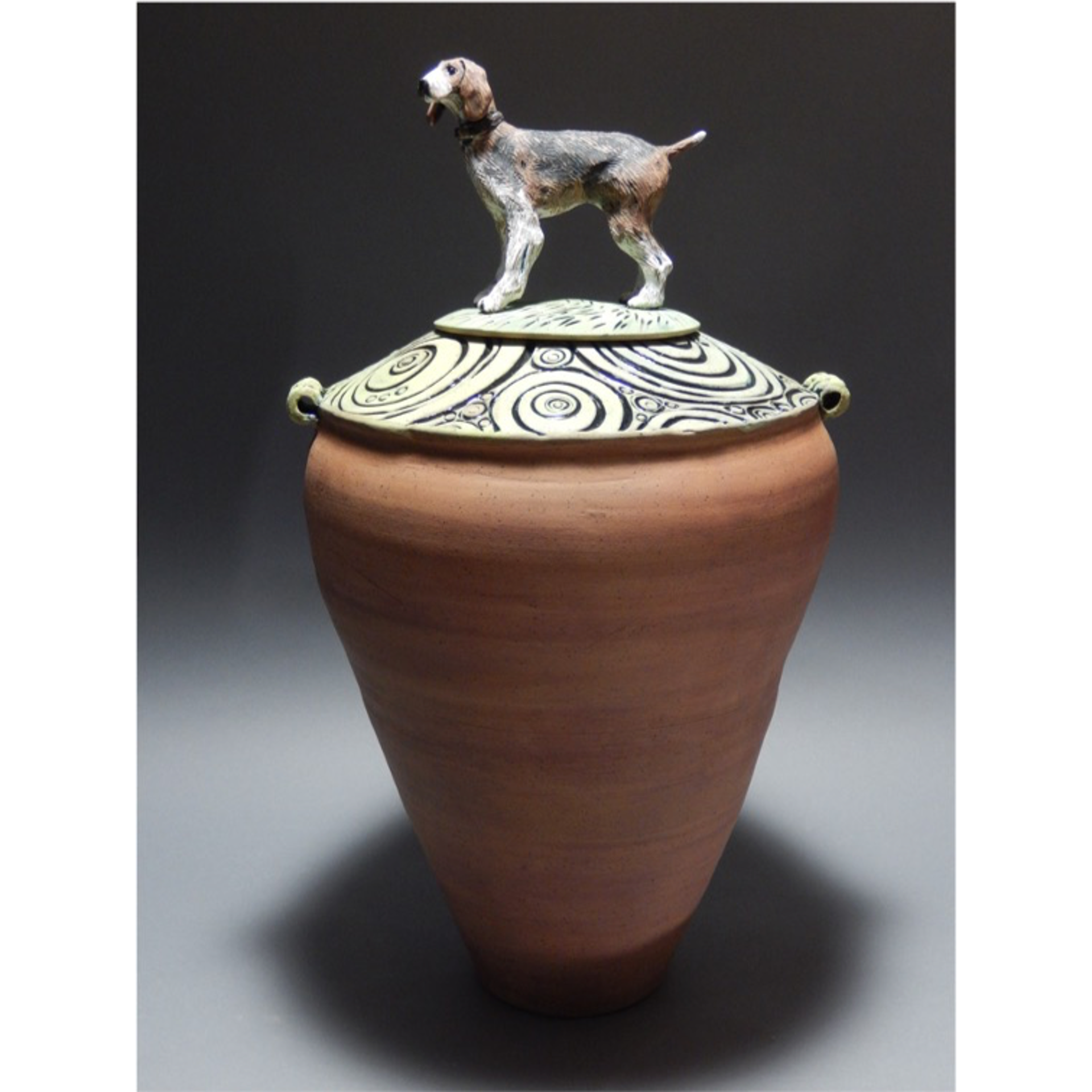 Covered Pot with Dog by Janet Leazenby