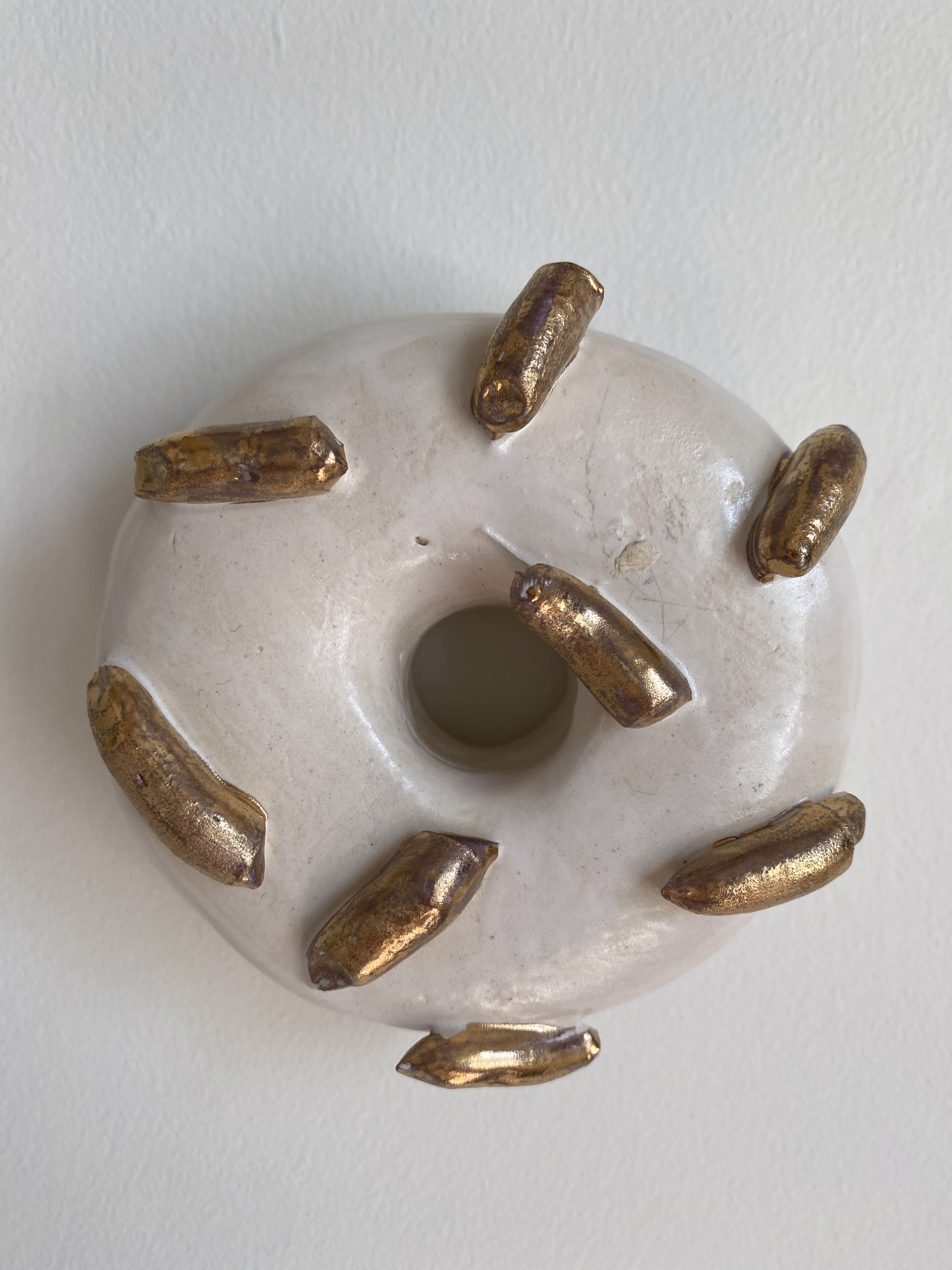 Vanilla Donut With Gold Luster Sprinkles by Liv Antonecchia
