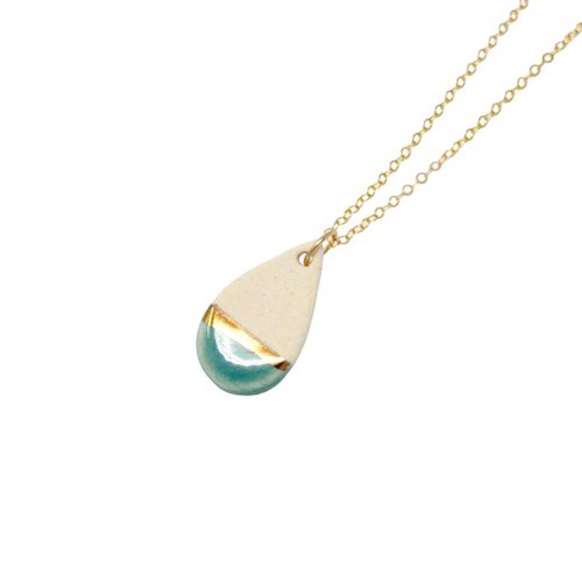 Teardrop Necklace - Teal/Gold Line by Zoe Comings