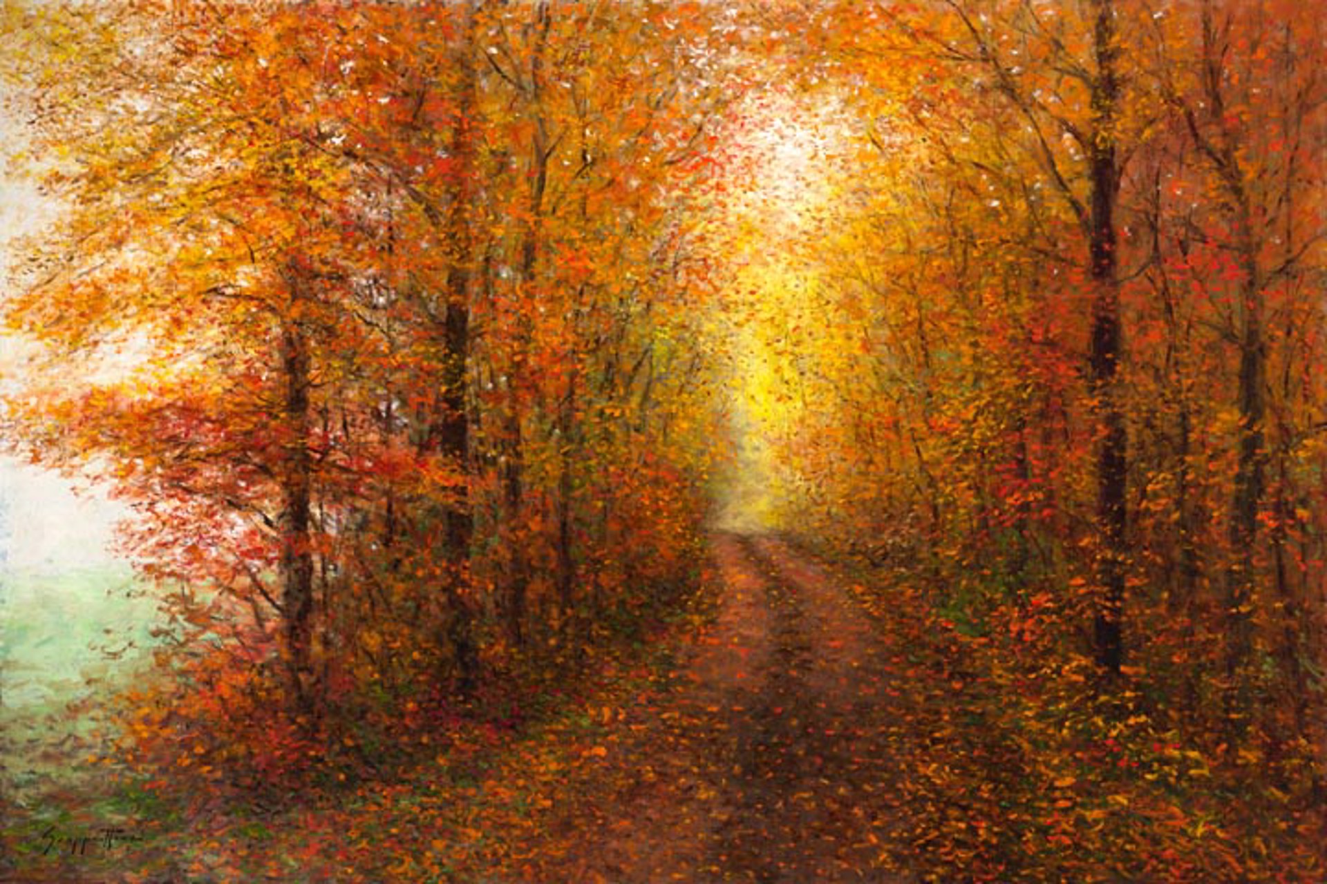 A Misty Autumn Road by James Scoppettone