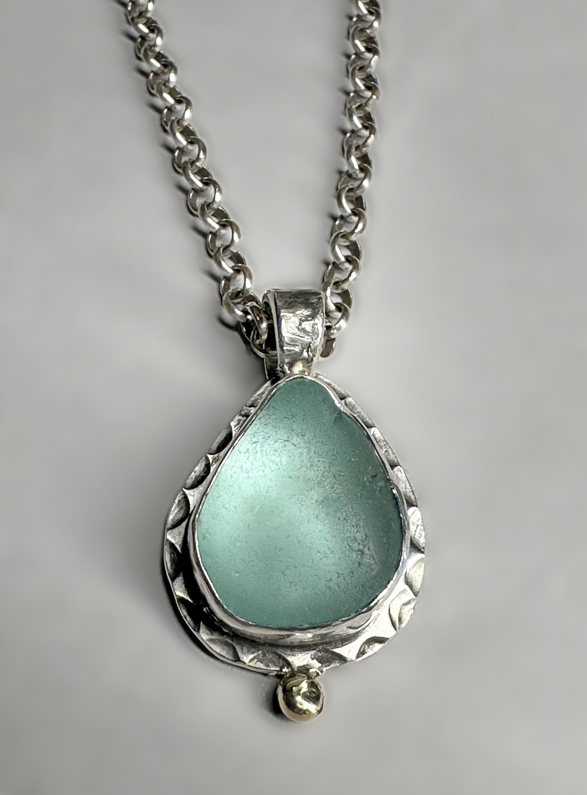 Deep Aqua Seaglass Necklace by Judith Altruda