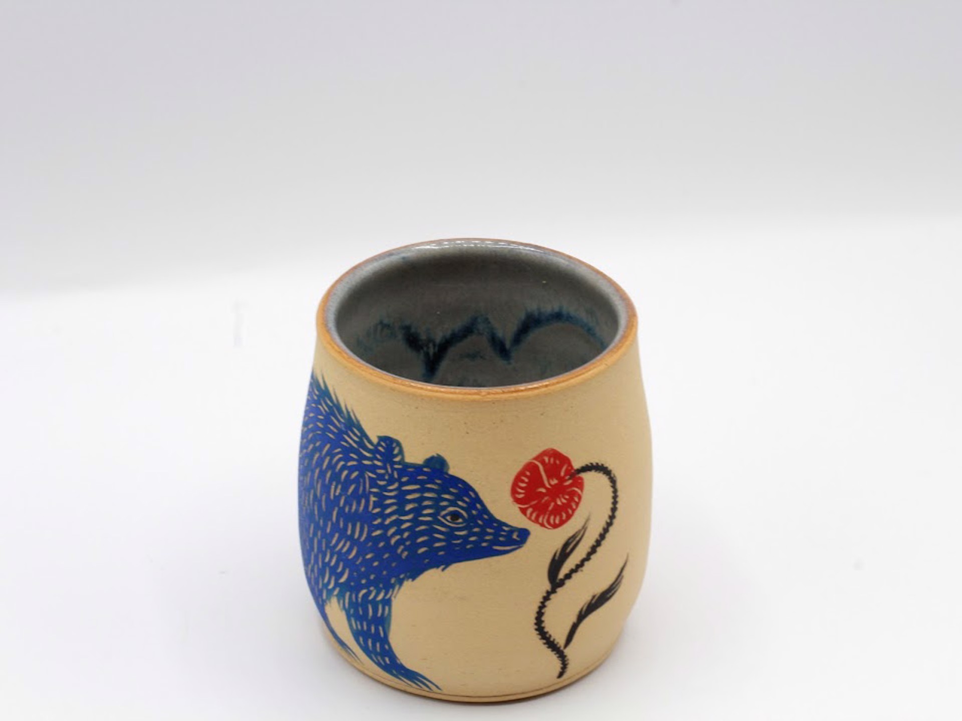 Blue Bear and Flower Mug by Christine Sutton