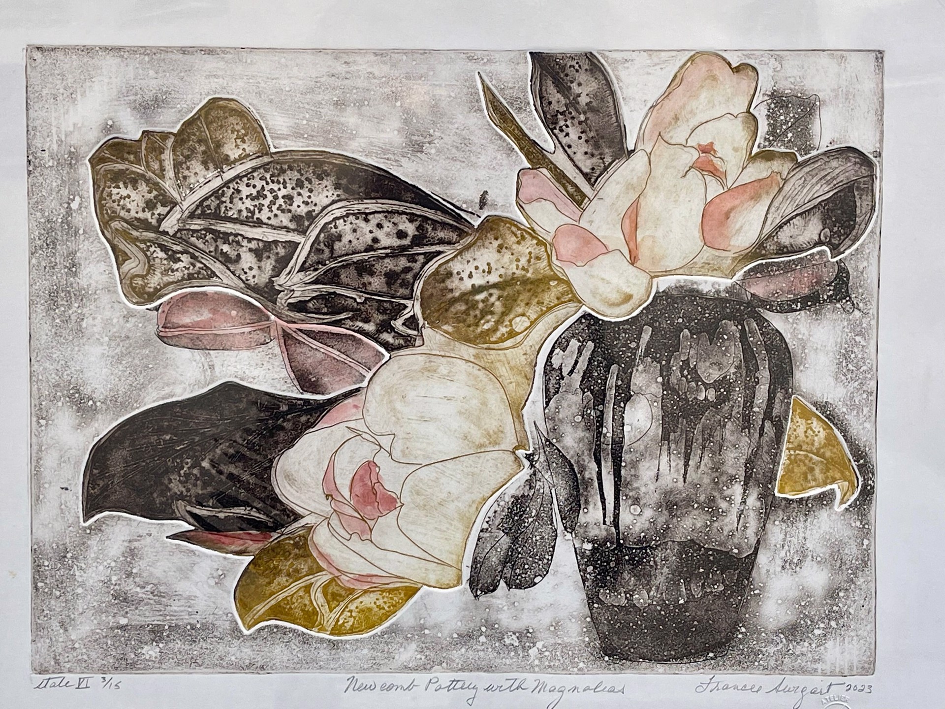 Newcomb Pottery with Magnolias by Frances Swigart