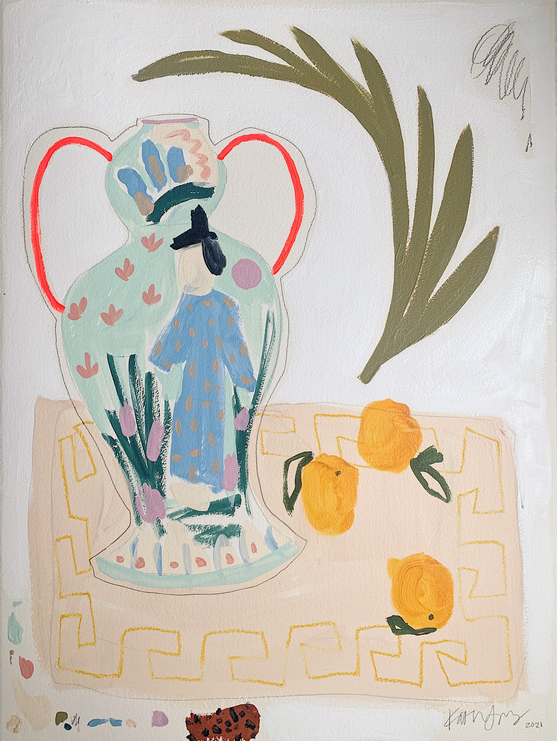 Vibey Vase With Oranges by Kathleen Jones