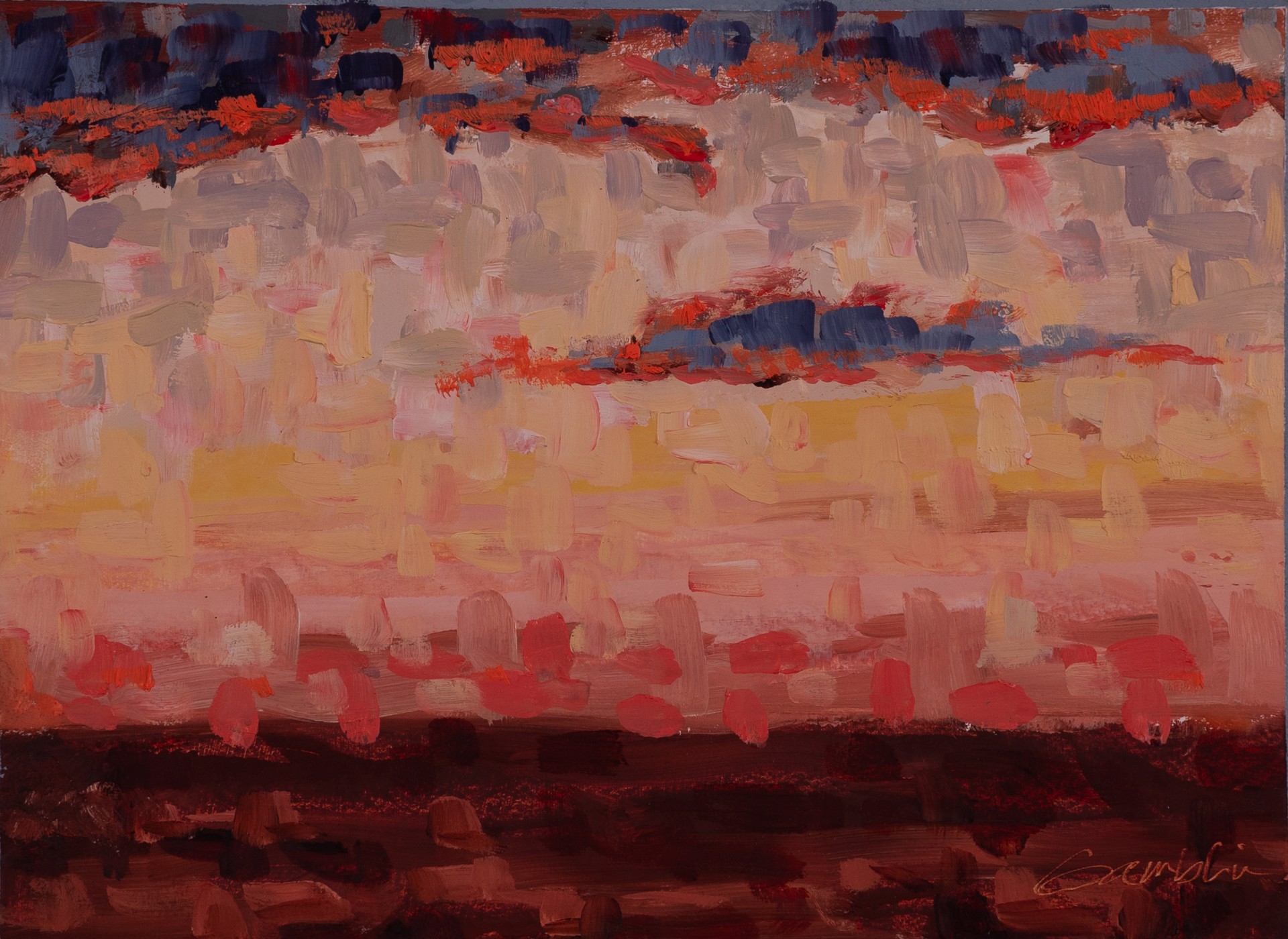 Study-Ocean 5-Vibration in Red and Deep Red by Robert Gamblin