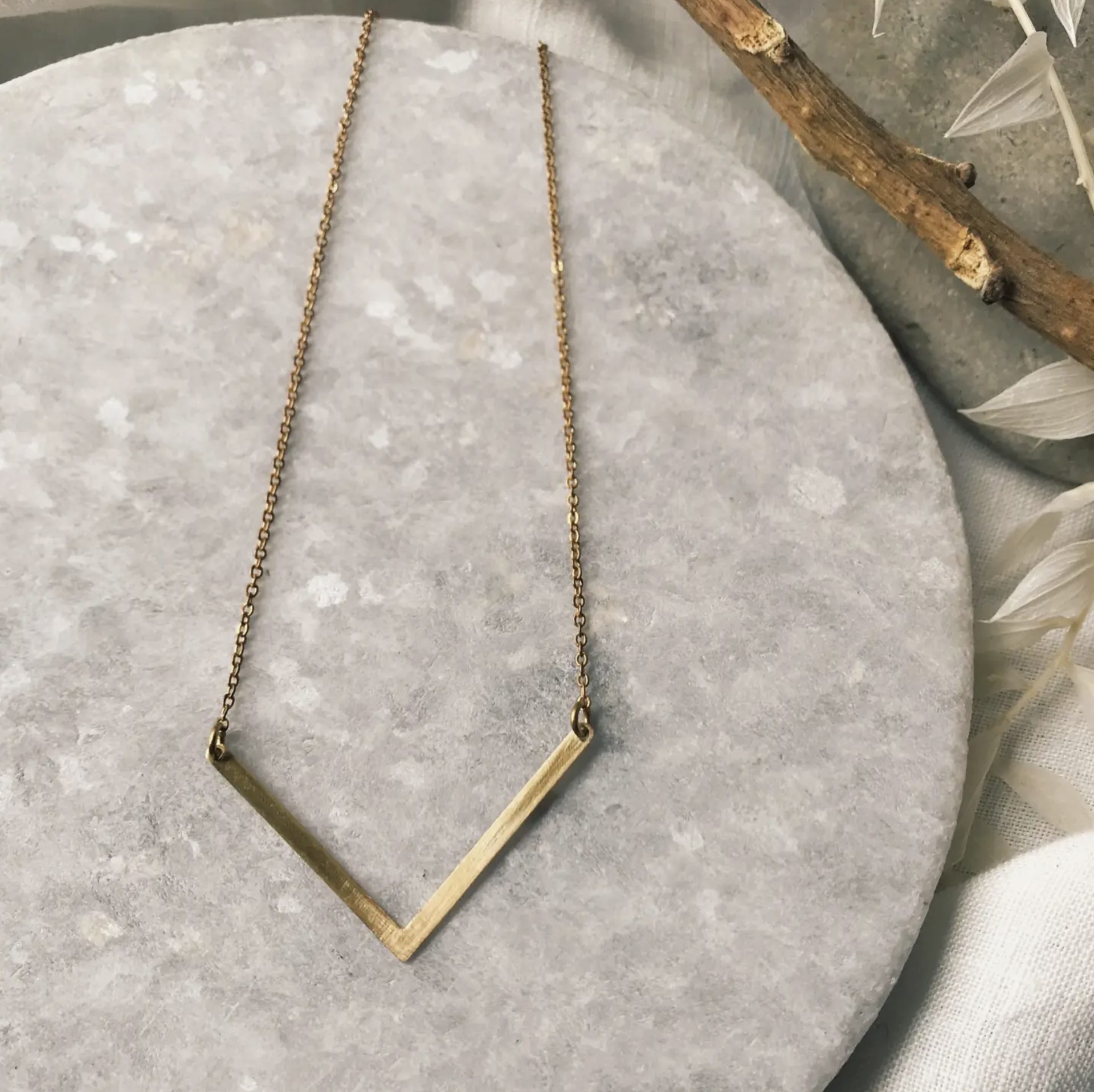 Simple Chevron Drop Necklace by Modern Madini