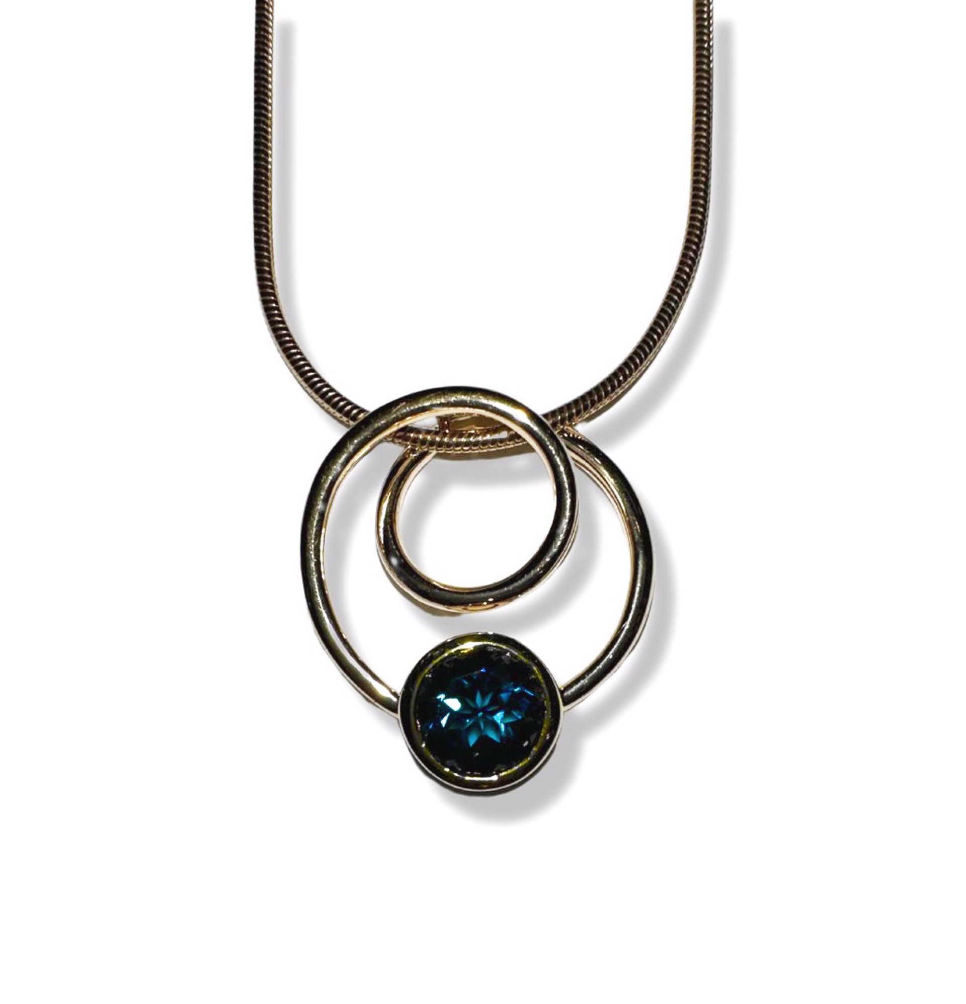 Pendant - Circle Swirl with London Blue Topaz and 14kt Goldfilled P7774 by Joryel Vera