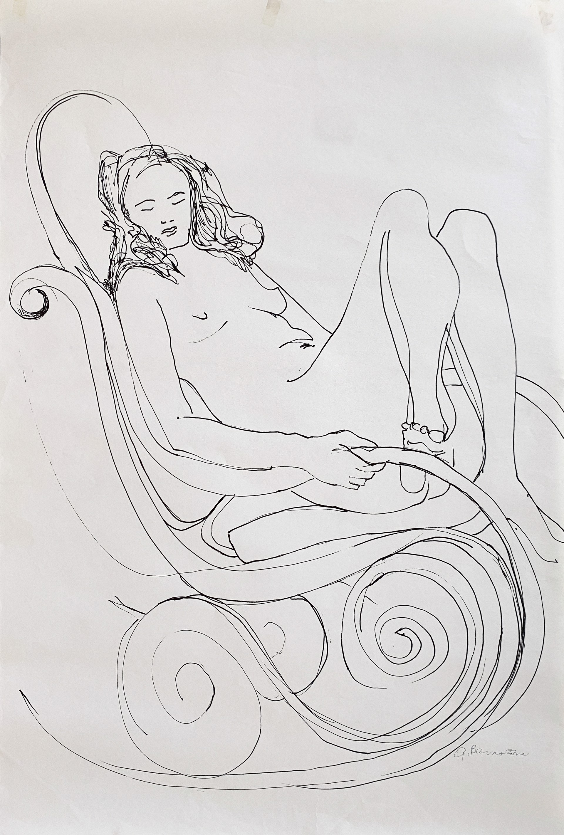 Nude in Rocking Chair by Gertrude Barnstone