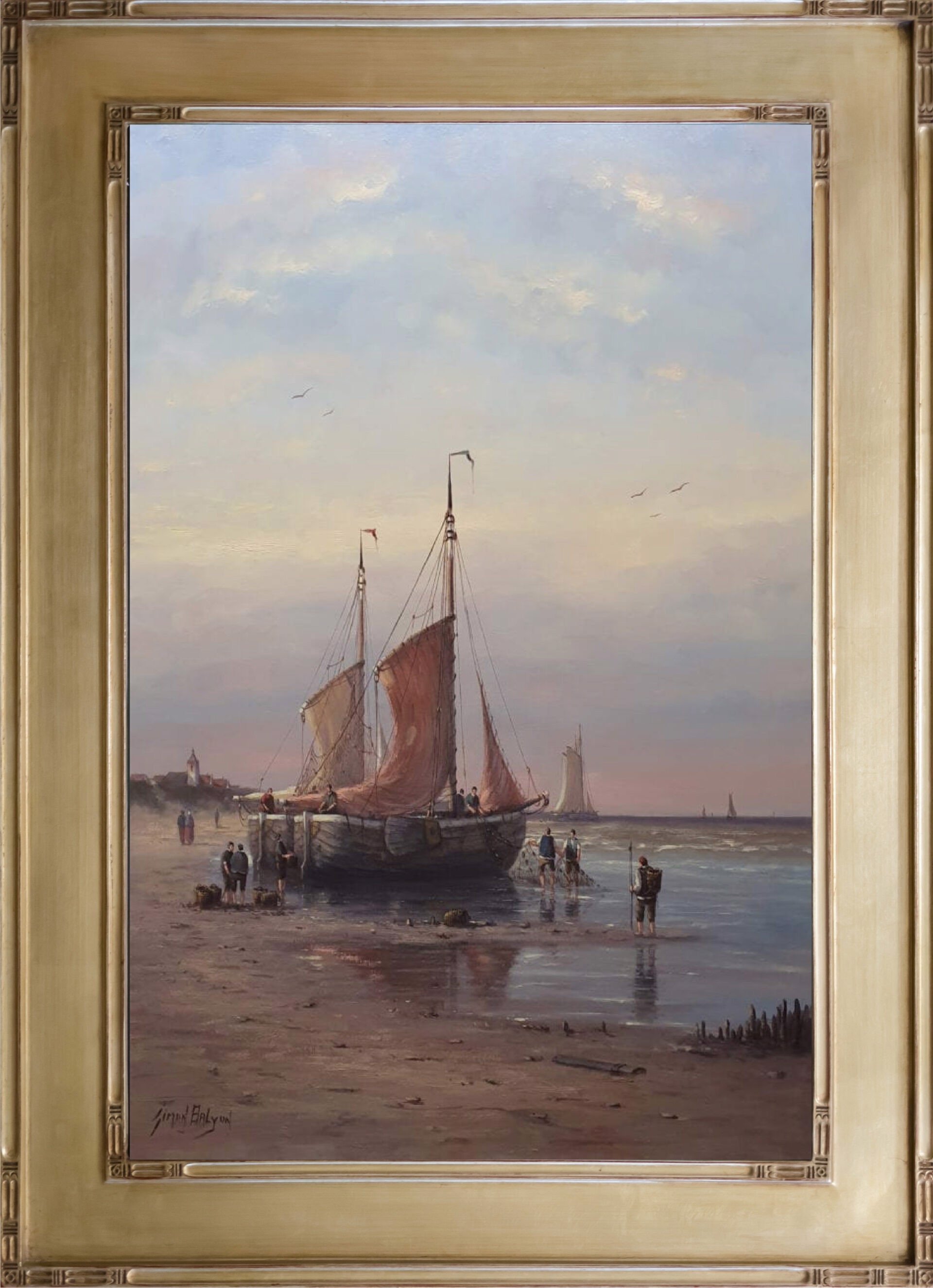 Old Dutch Fishing Boats at Sunset by Simon Balyon