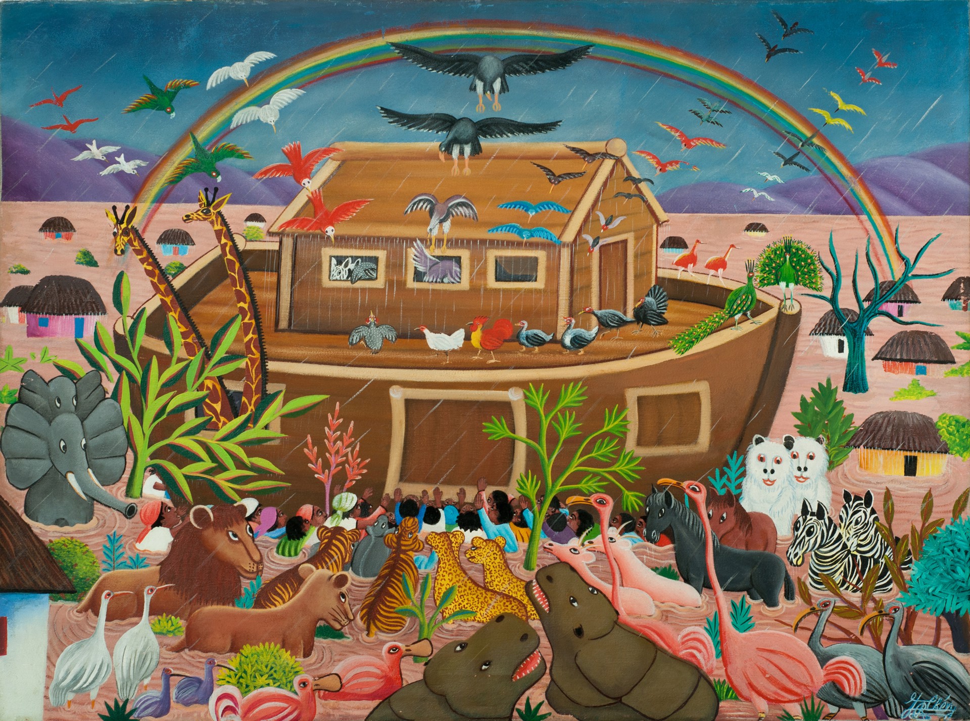 Noah's Ark #1-5-03GSN by Jacques Richard Chery (Haitian, 1929-1980)