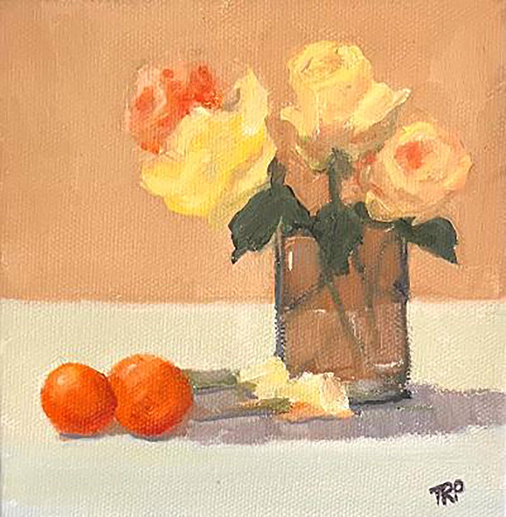 Peach and Yellow Roses by Terry Romero Paul