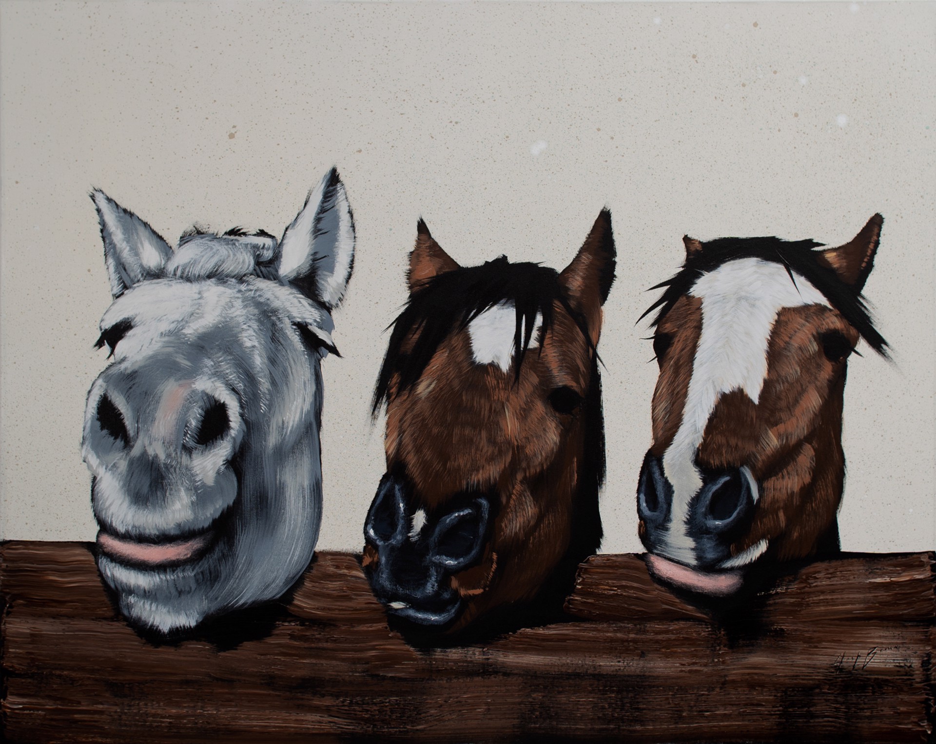 Three Horse on a Fence by Josh Brown