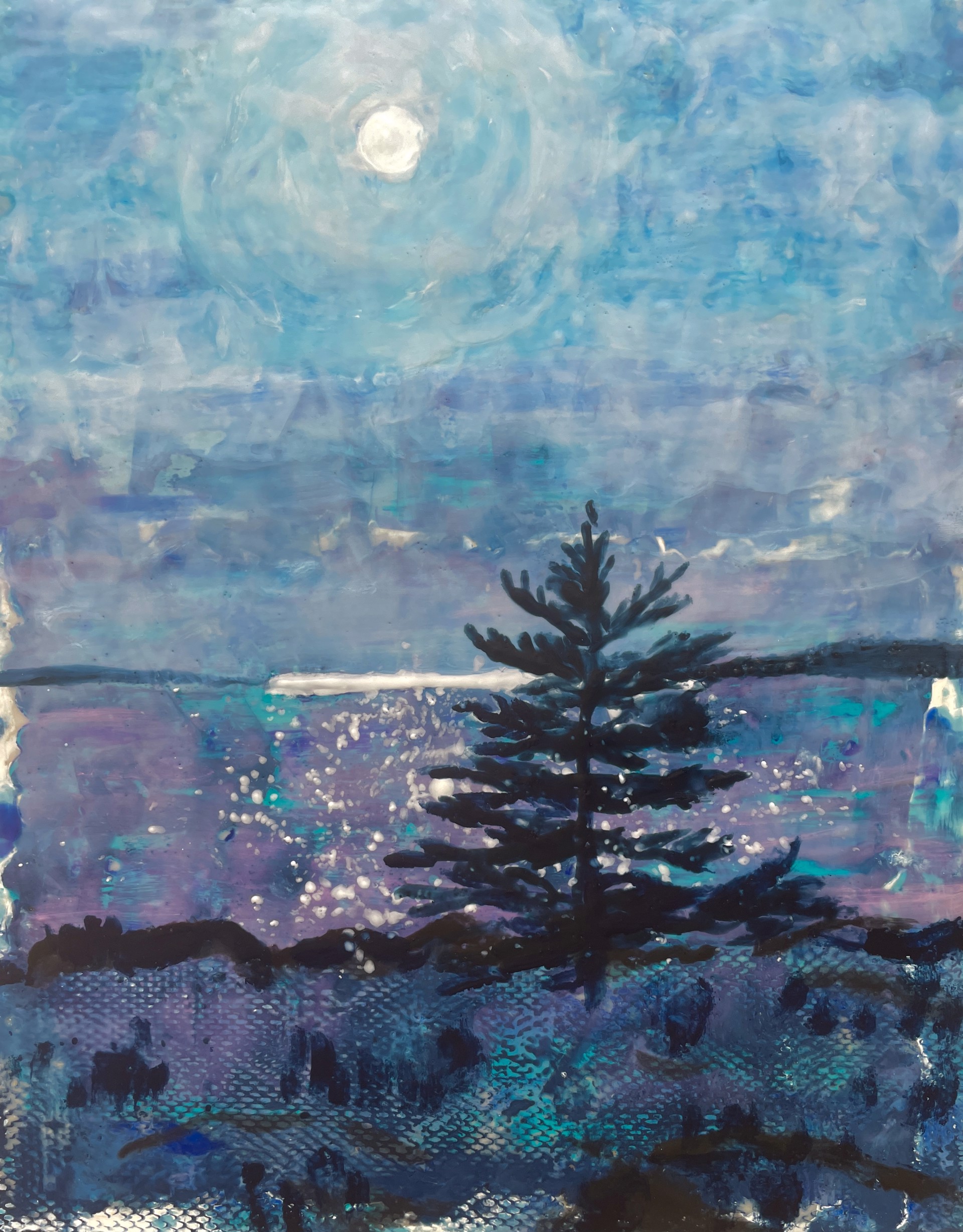 Spruce Tree with Moonlight by Willa Vennema