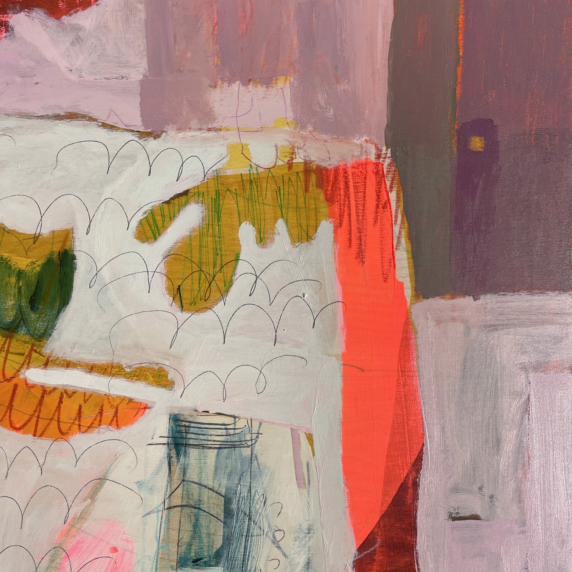 Two Cats Sleeping on White Oval Table (diptych) by Rachael Van Dyke