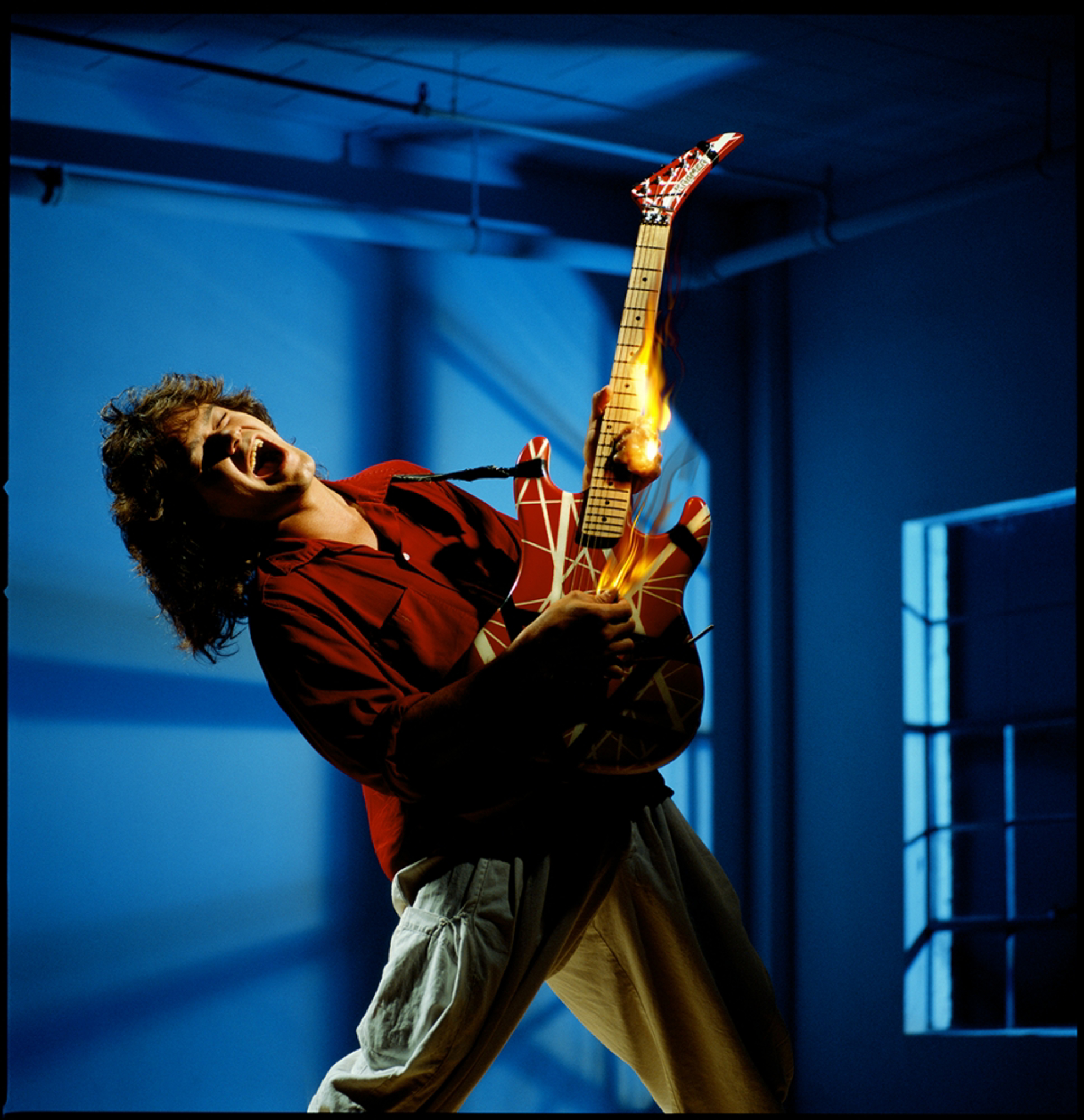 88077 Eddie Van Halen Fire with Guitar Color by Timothy White
