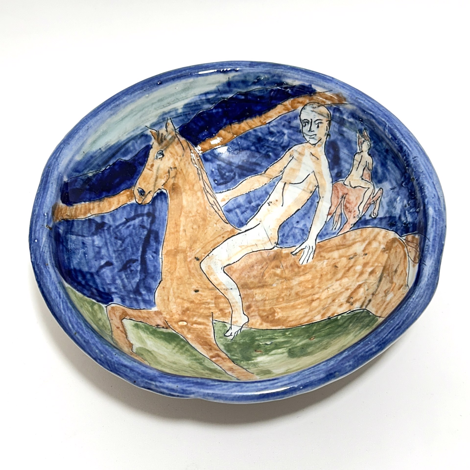 "Man Riding Horse Bowl" by Julius Forzano by Art One Resale Inventory