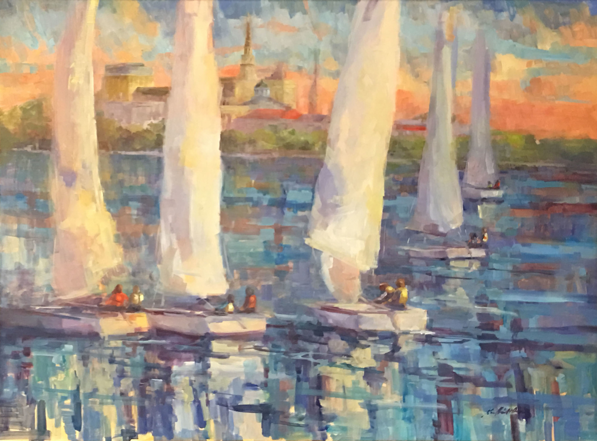 Charleston Harbor Sailing by Karen Hewitt Hagan