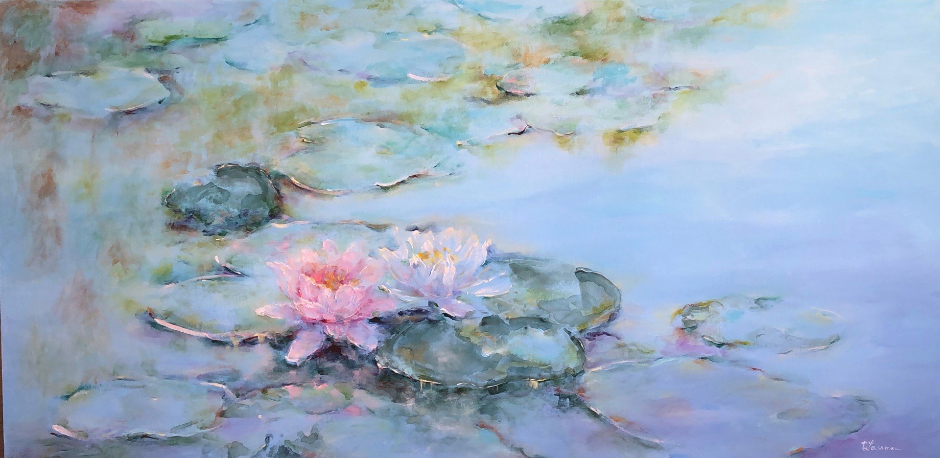 Pink and White In the Lilypond by Nadia Lassman
