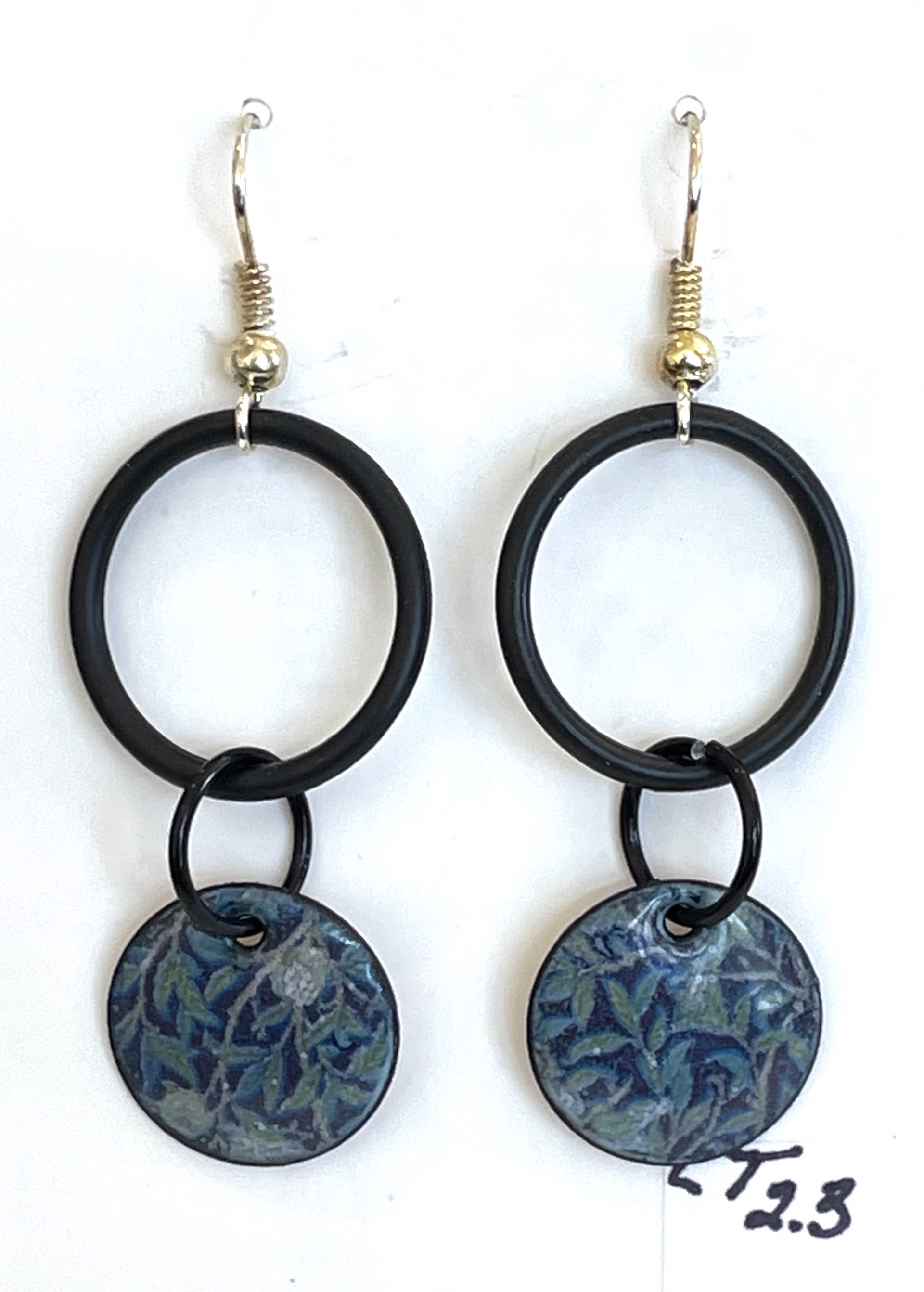 CT 2.3 Abstract Blue Leaves Dangle Earrings by Cathy Talbot