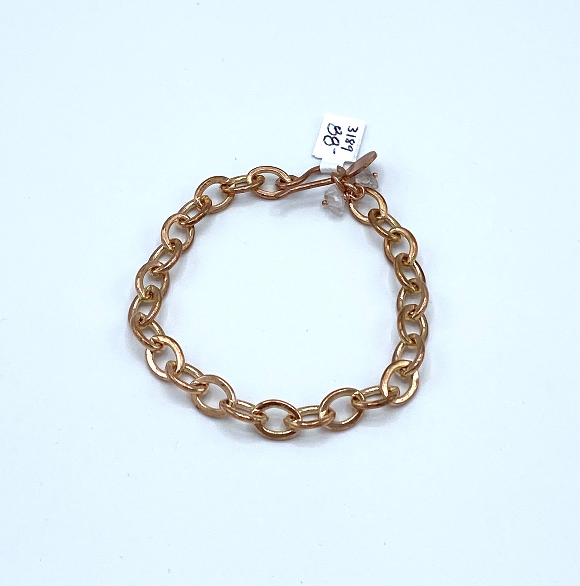 Solid Copper Bracelet with Long Chain Herkimer Diamonds Bracelet by Emelie Hebert