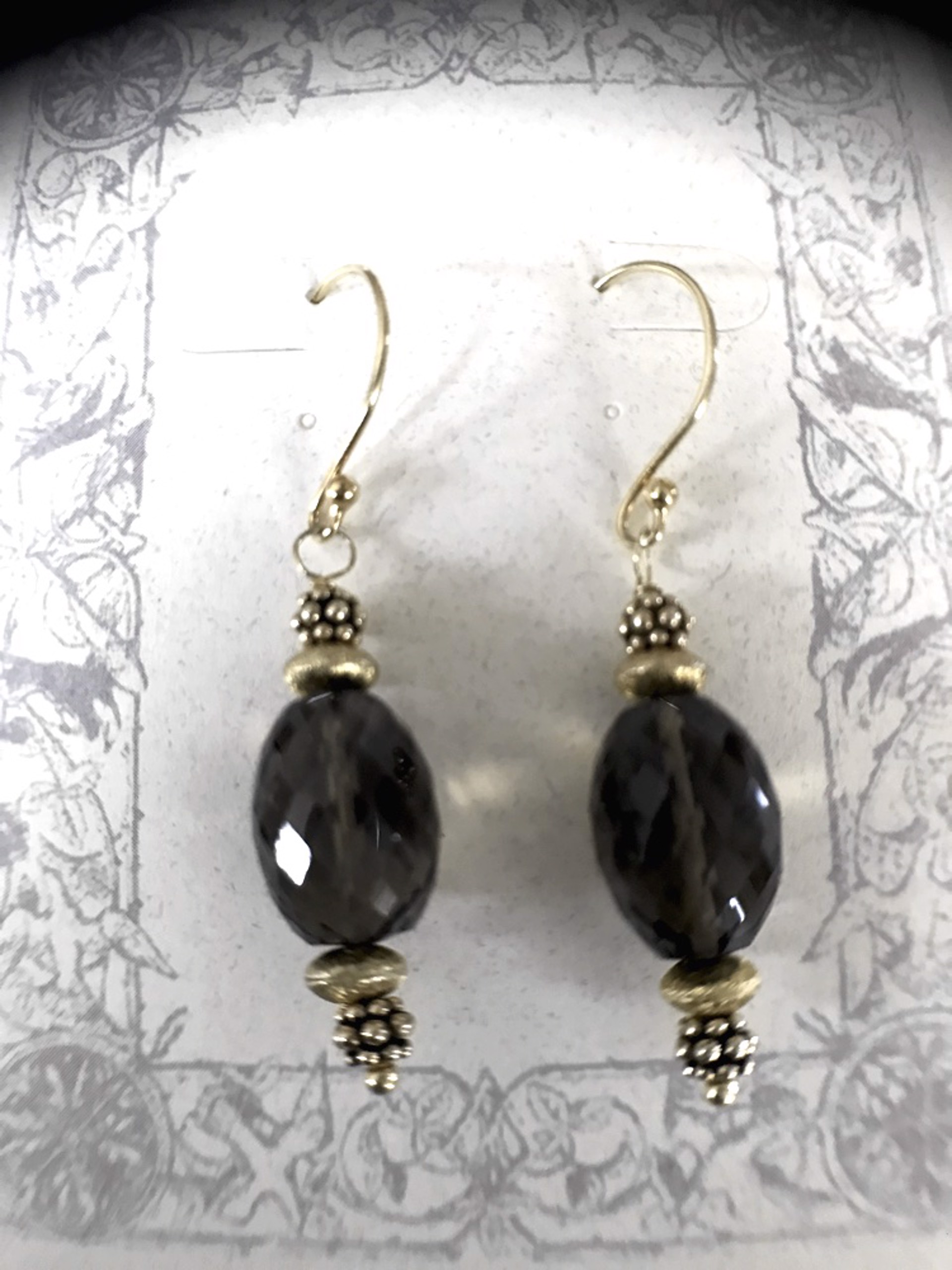 Earrings - Smokey Quartz & Gold Vermeil  #8665 by Bonnie Jaus