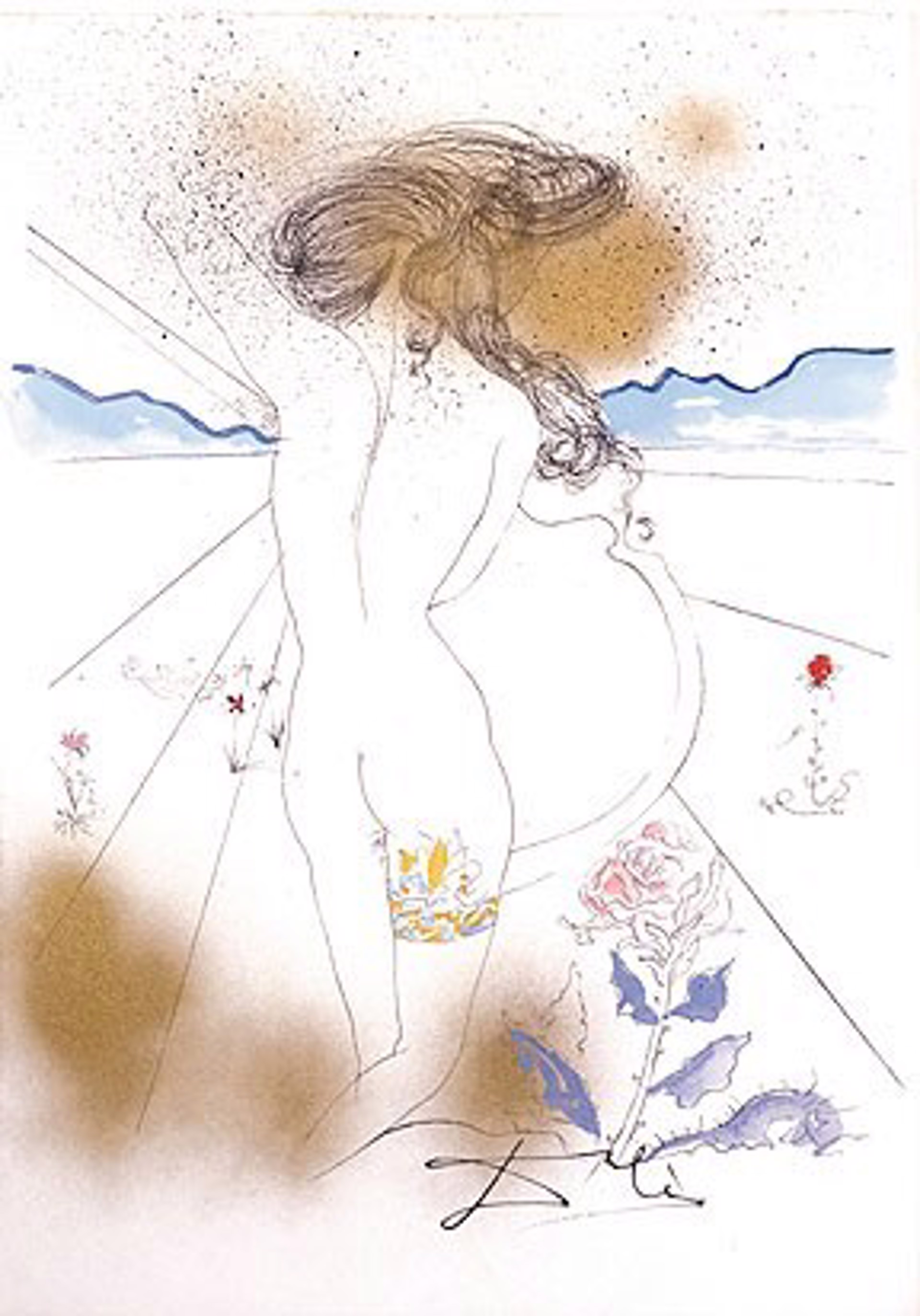 Nude with Garter by Salvador Dali (1904 - 1989)