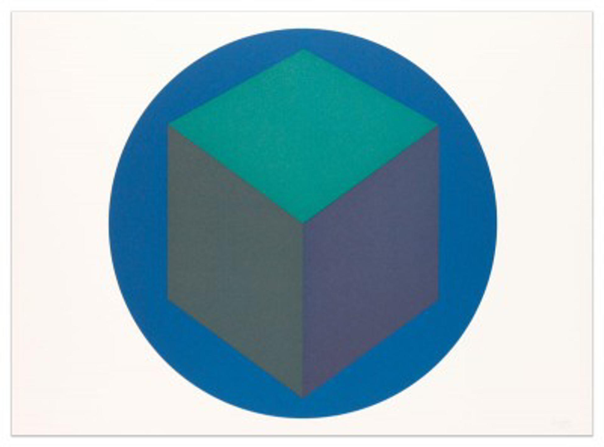 Centered Cube within a Blue Circle by Sol LeWitt